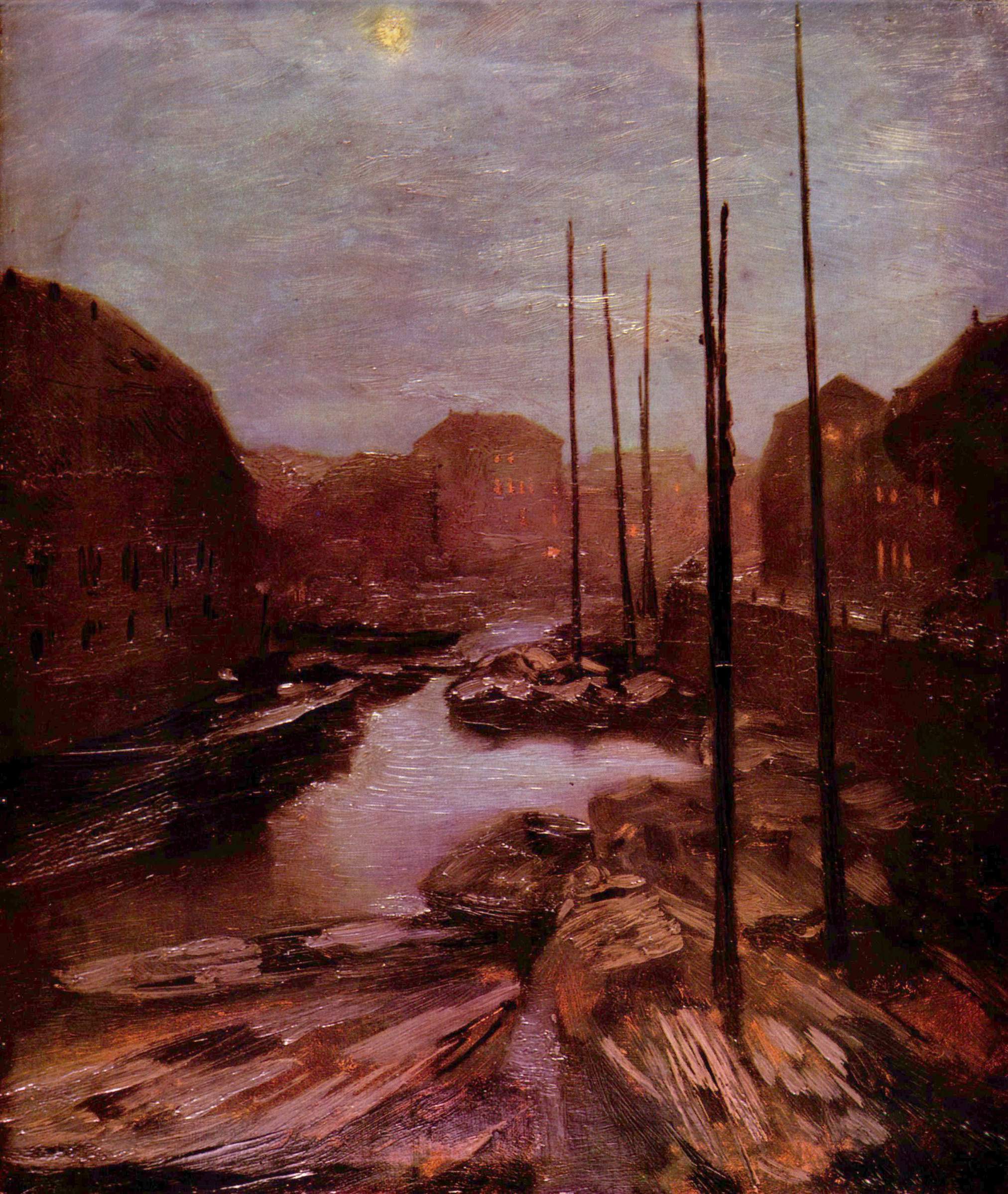 Friedrichsgracht au clair de lune - Adolph von Menzel