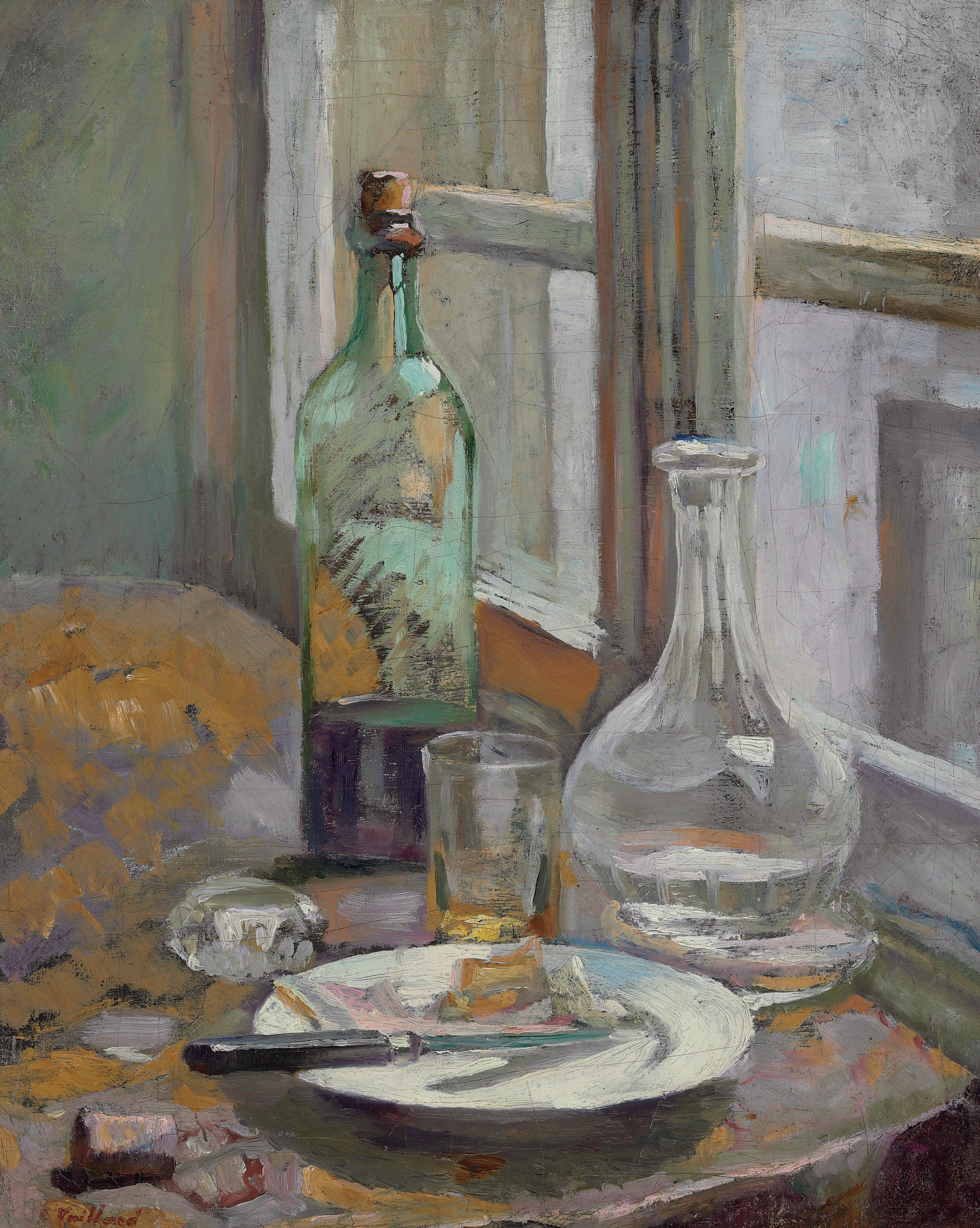 Nature morte avec bouteille et carafe - Édouard Vuillard