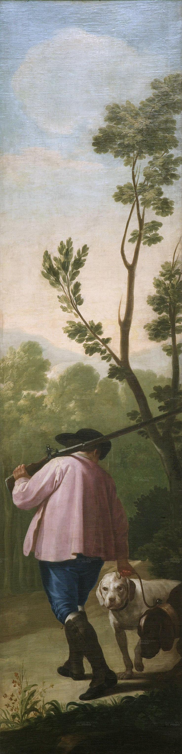 Reproduction du tableau « Chasseur avec ses chiens - Francisco de Goya » par Alpha Reproduction en peinture à l’huile