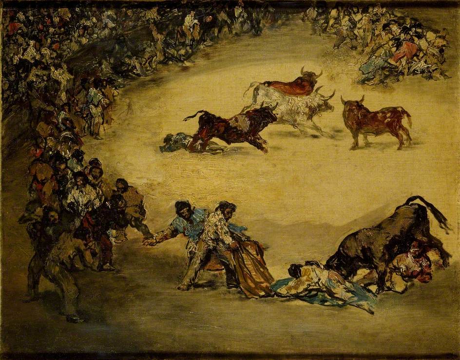 Reproduction du tableau « Scène de corrida : Diversión de España - Francisco de Goya » par Alpha Reproduction en peinture à l’huile