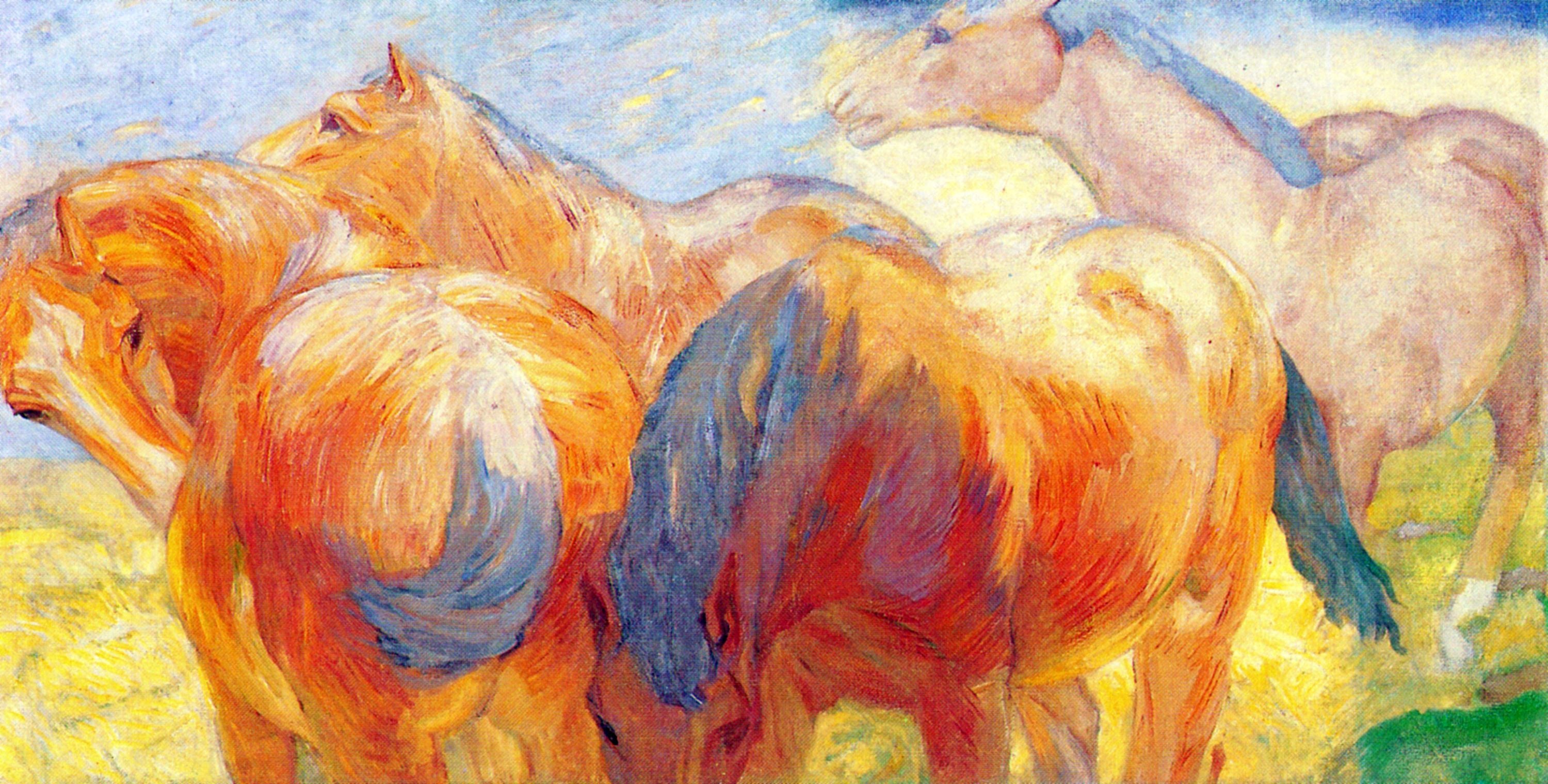 Reproduction du tableau « Grand tableau de cheval Lenggries I - Franz Marc » par Alpha Reproduction en peinture à l’huile