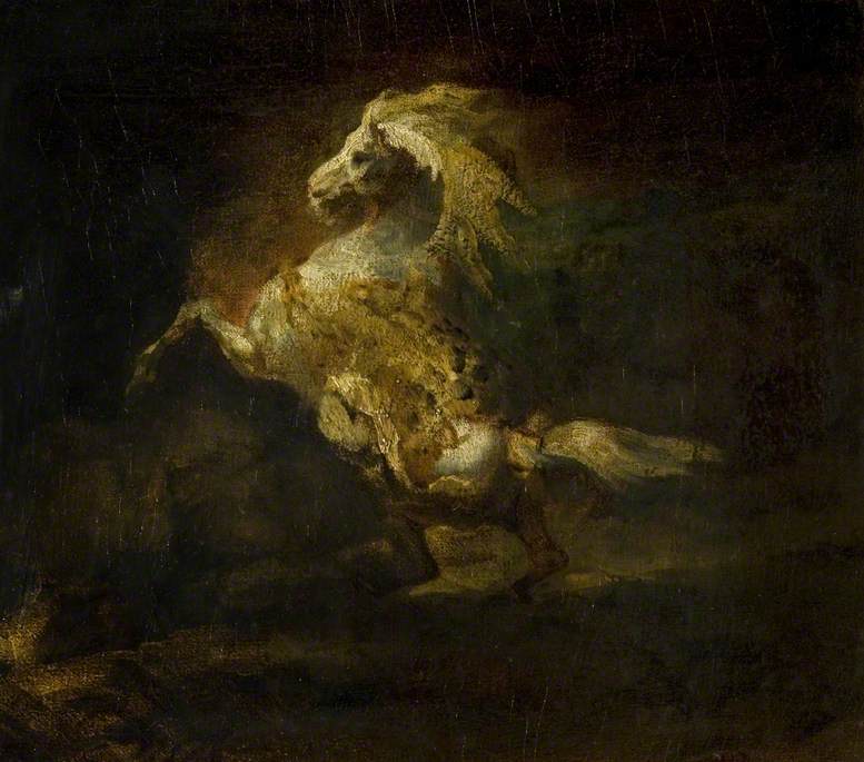 Reproduction du tableau « Un cheval gris cabré - Théodore Géricault » par Alpha Reproduction en peinture à l’huile