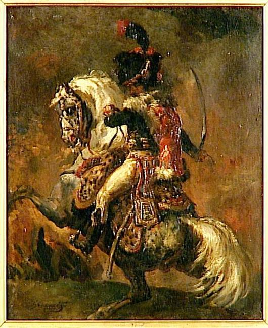 Reproduction du tableau « Officier de chasseur à cheval de la garde impériale chargeant - Théodore Géricault » par Alpha Reproduction en peinture à l’huile