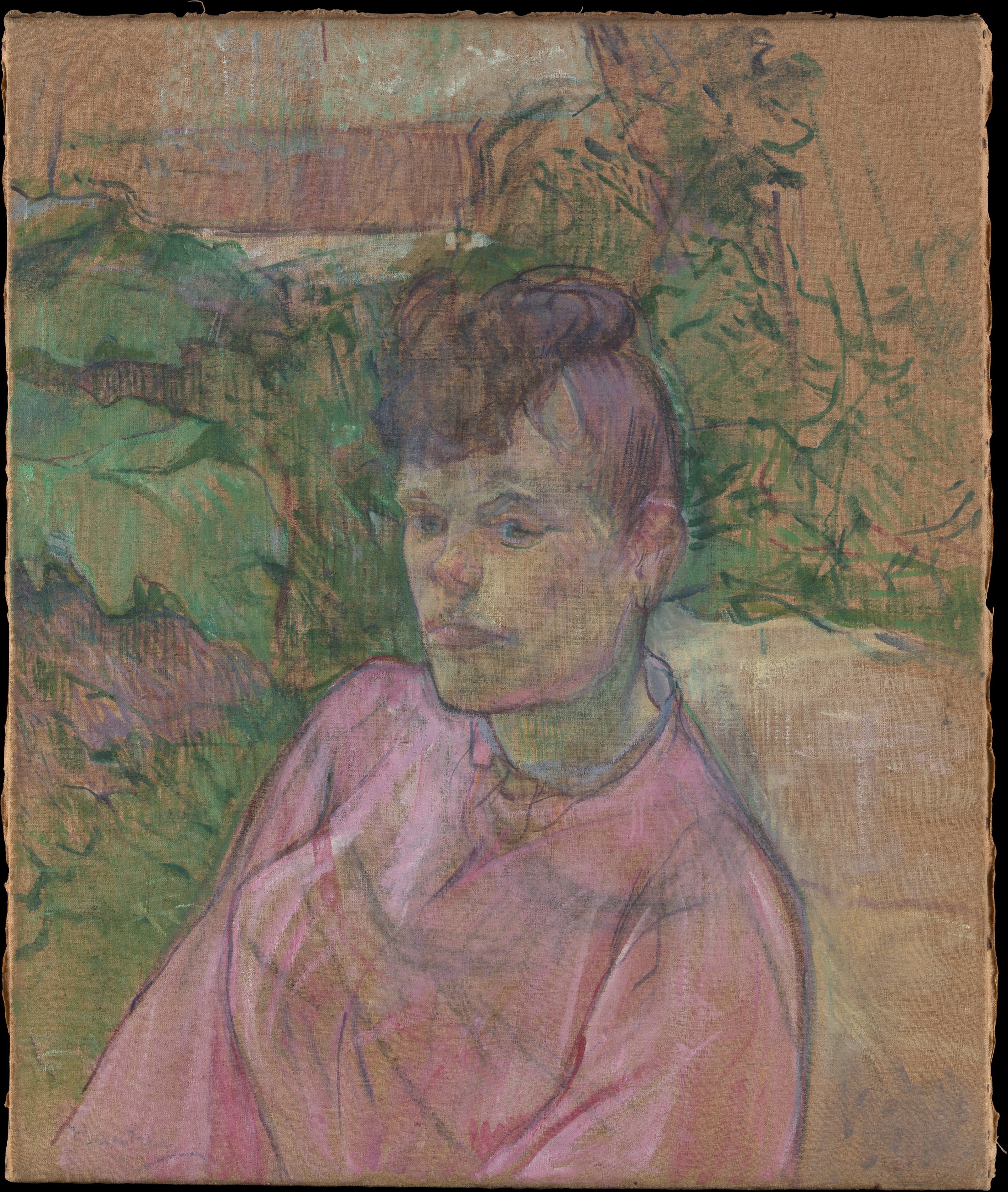 Reproduction du tableau « Femme dans le jardin de Monsieur Forest - Henri de Toulouse-Lautrec » par Alpha Reproduction en peinture à l’huile