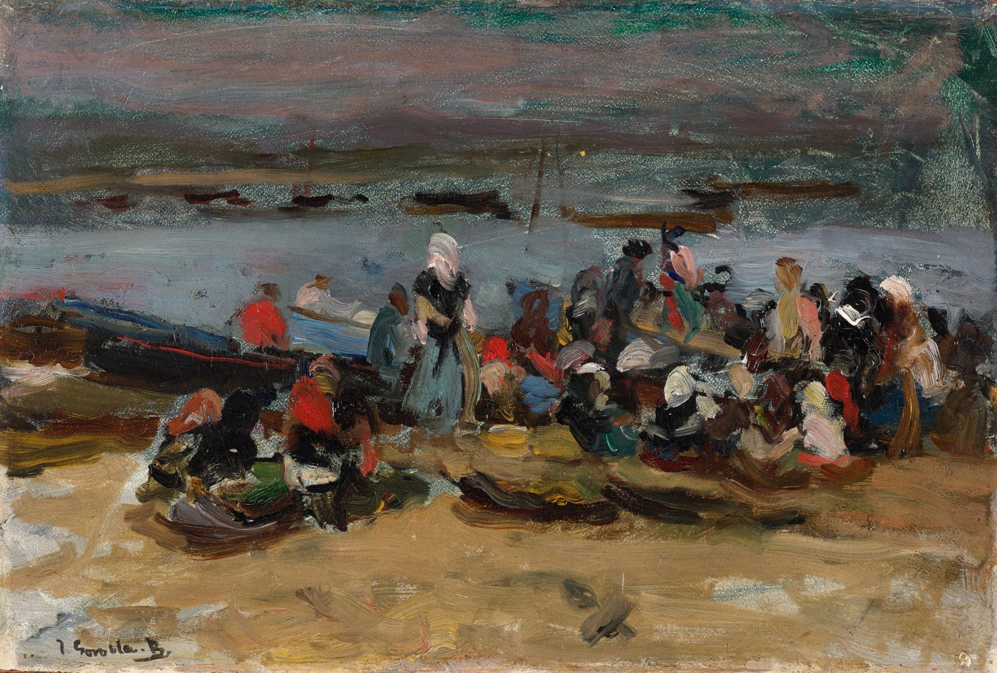 Reproduction du tableau « À l'estuaire, Asturies - Joaquín Sorolla » par Alpha Reproduction en peinture à l’huile