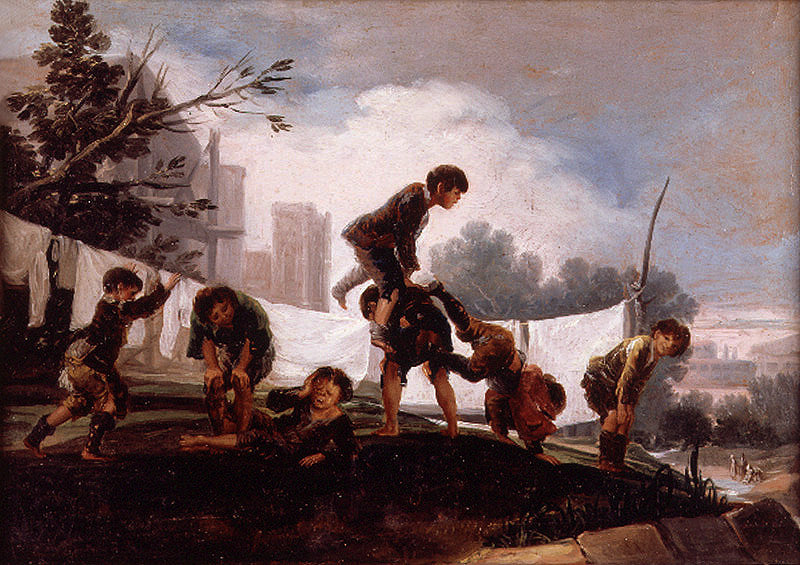 Reproduction du tableau « Enfants jouant à saute-mouton - Francisco de Goya » par Alpha Reproduction en peinture à l’huile