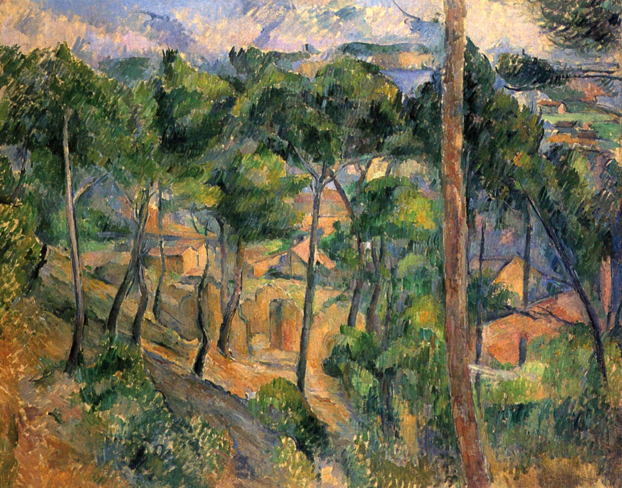 L'Estaque vista attraverso i pini - Paul Cézanne