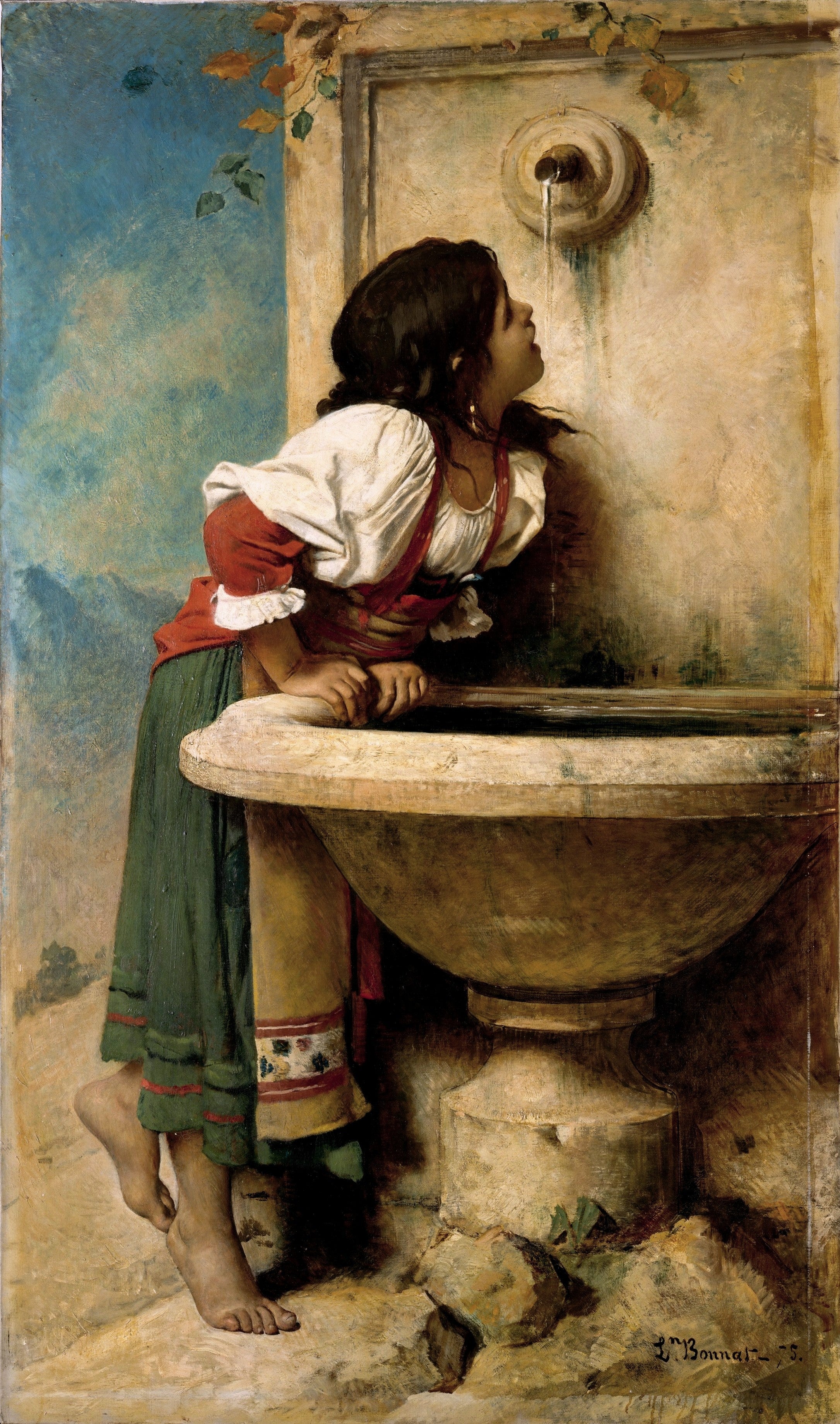 Fille romaine à la fontaine - Léon Bonnat