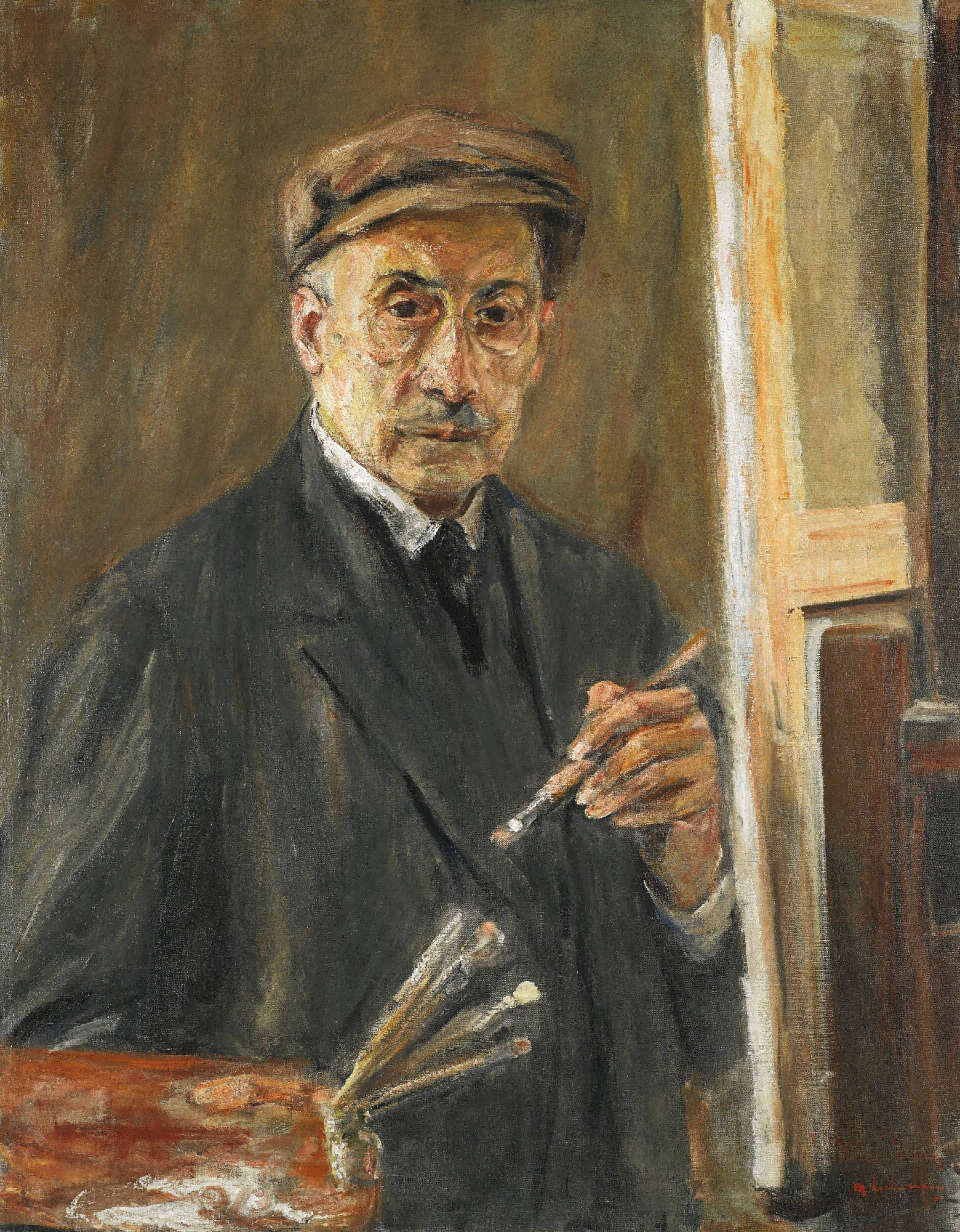 autoritratto con un mantello con un pennello e una tavolozza - Max Liebermann