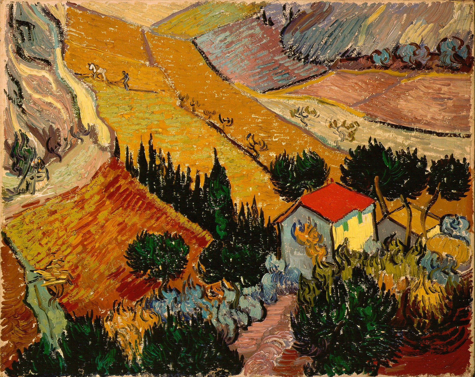Paesaggio con una casa e un operaio - Vincent van Gogh