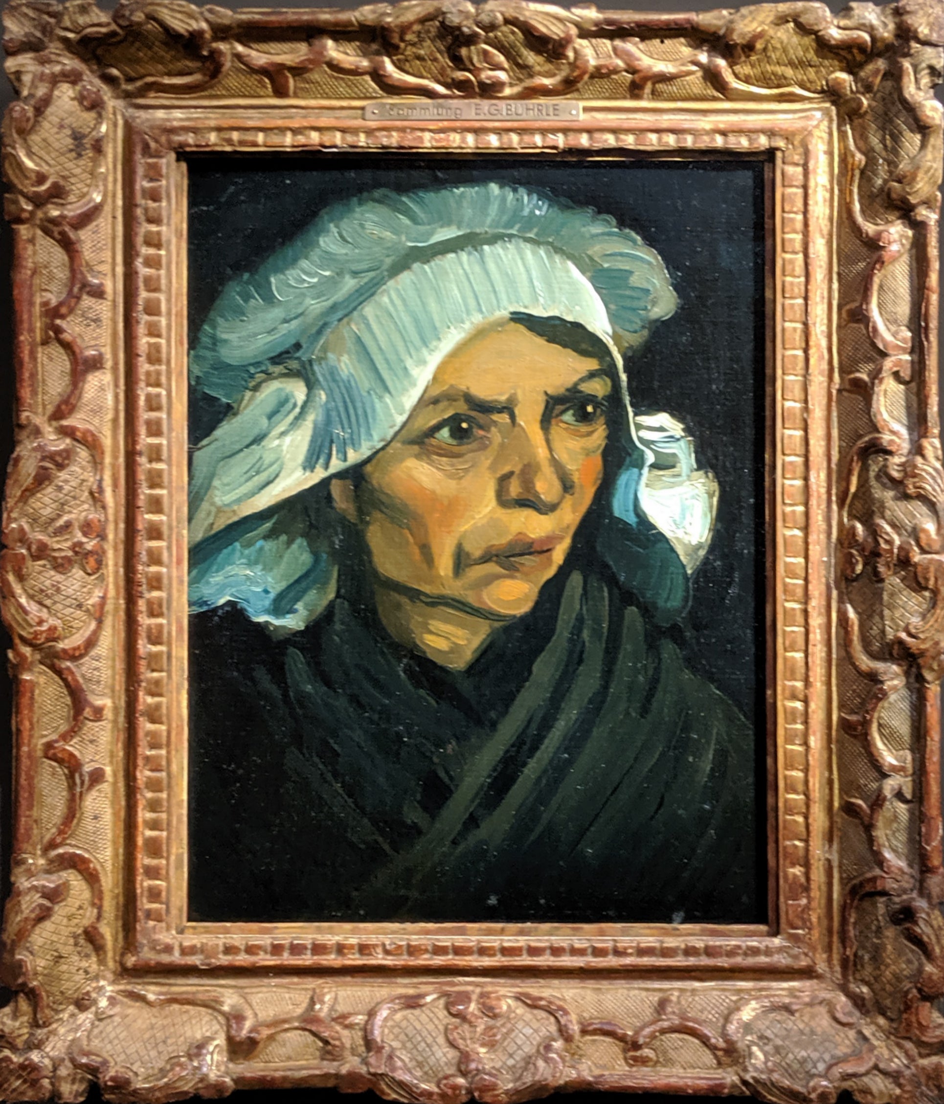 Reproduction du tableau « Tête de paysanne au bonnet blanc - Vincent van Gogh » par Alpha Reproduction en peinture à l’huile