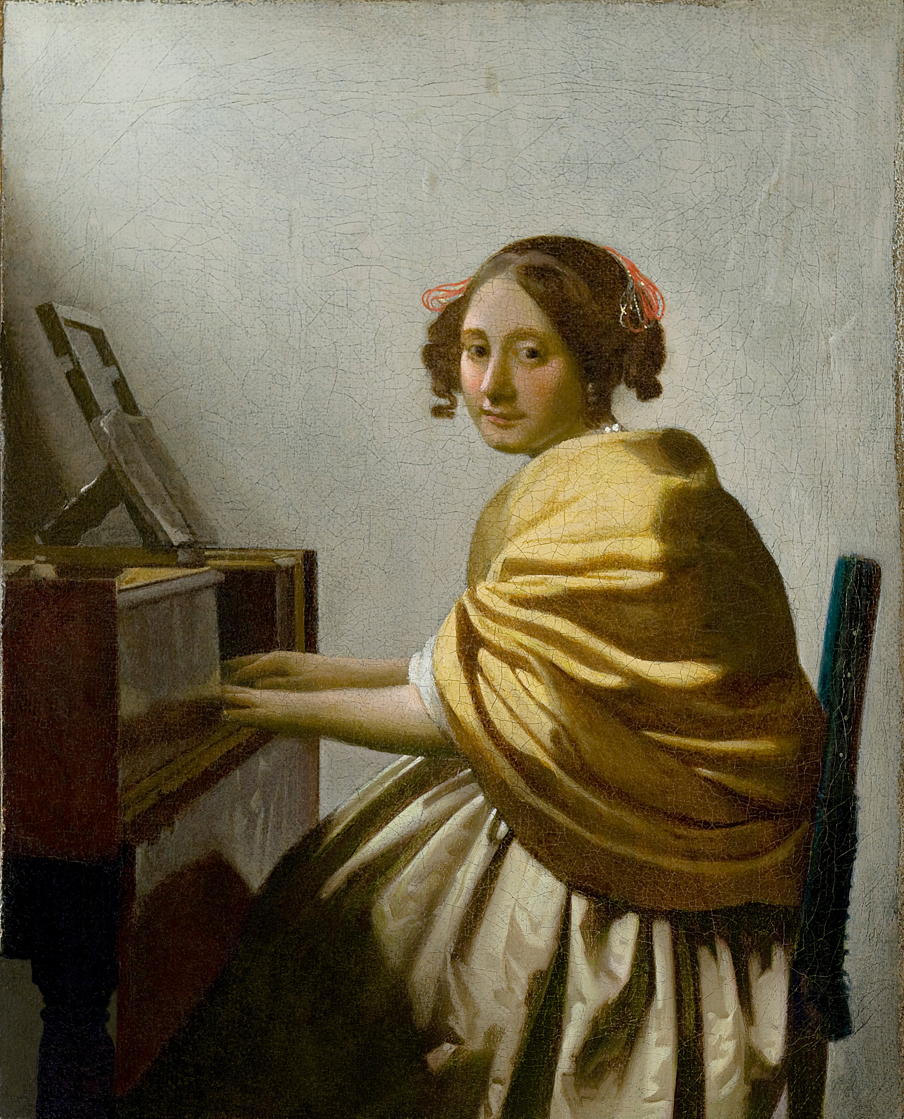 Reproduction du tableau « Dame assise au virginal - Johannes Vermeer » par Alpha Reproduction en peinture à l’huile