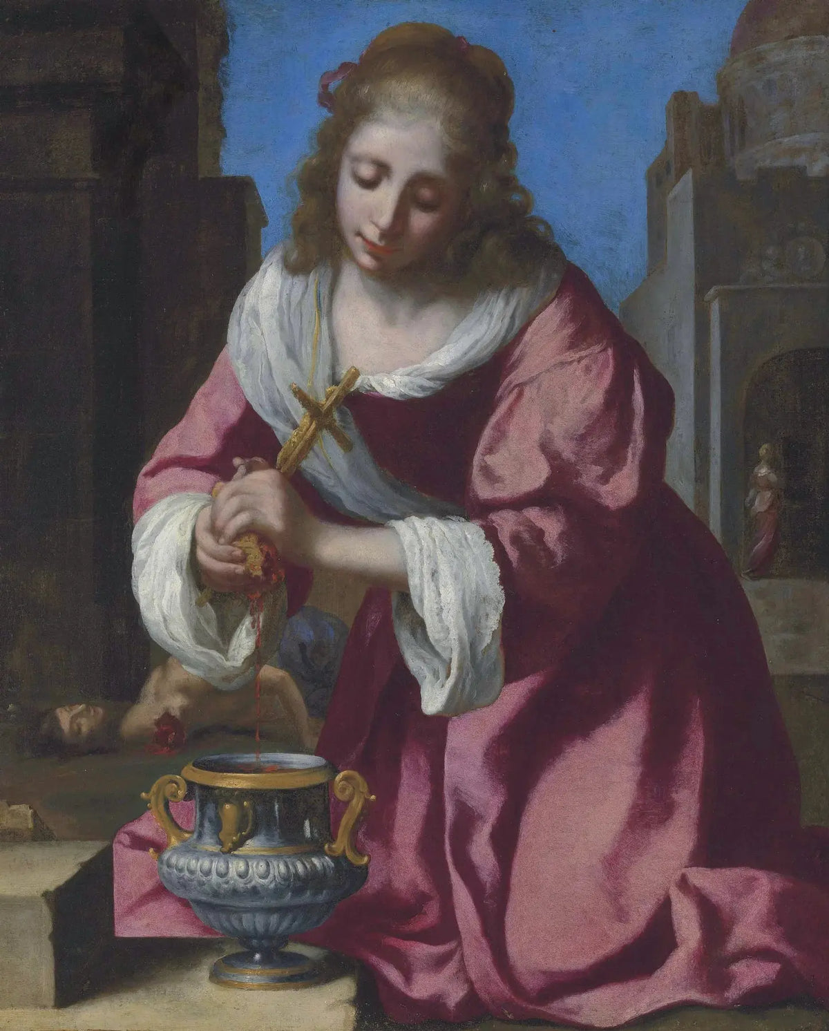 Sainte Praxède, tableau de 1655 attribué à Johannes Vermeer, vue complète