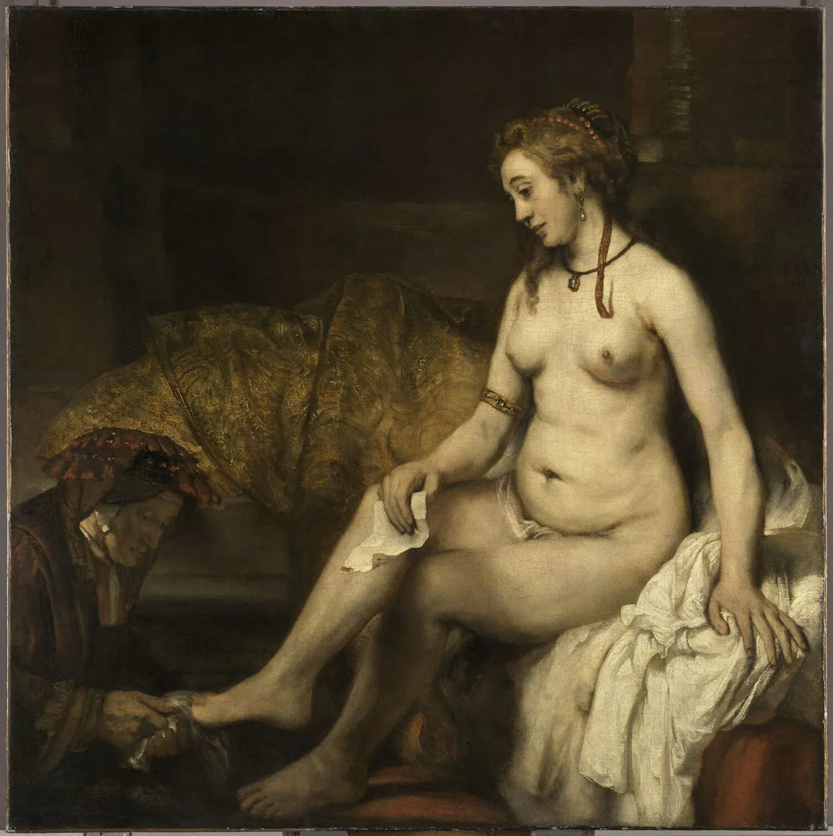 Bethsabée au bain tenant la lettre du roi David par Rembrandt, 1654