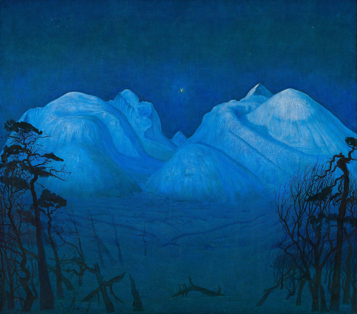 Nuit d’hiver dans les montagnes, Harald Sohlberg, 1914, peinture à l’huile