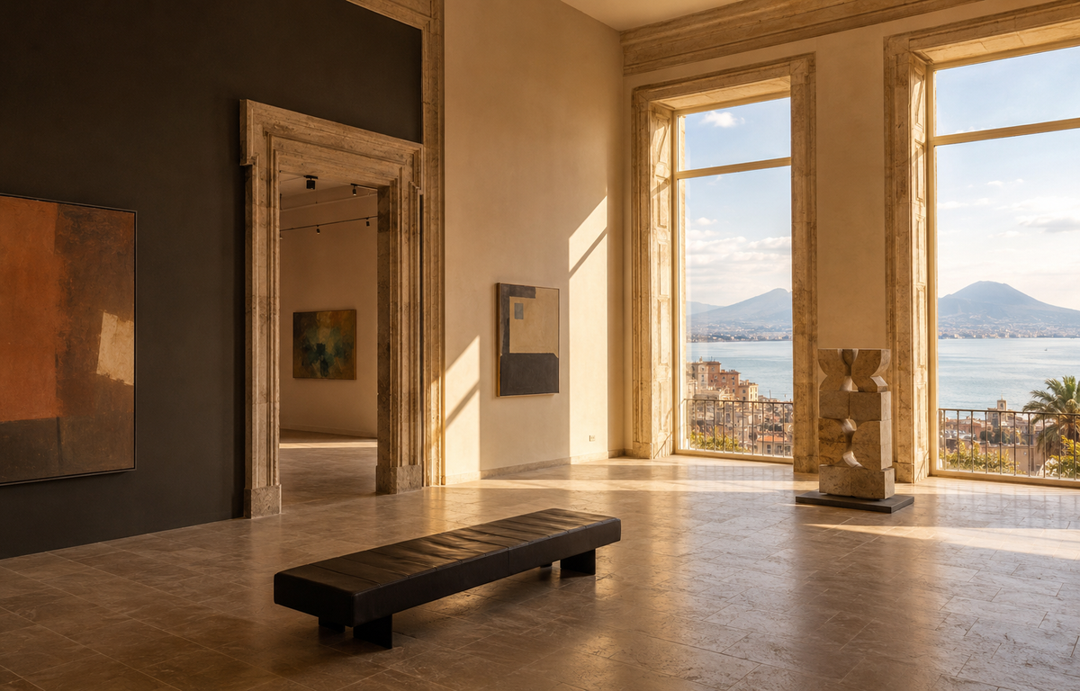 Galerie d’art contemporaine à Naples avec vue sur le Vésuve