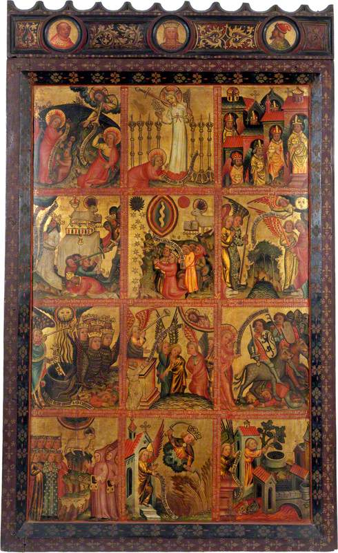 12 scene dell'Apocalisse (triptyque retablo, anta sinistra, interno) - Maestro Bertram