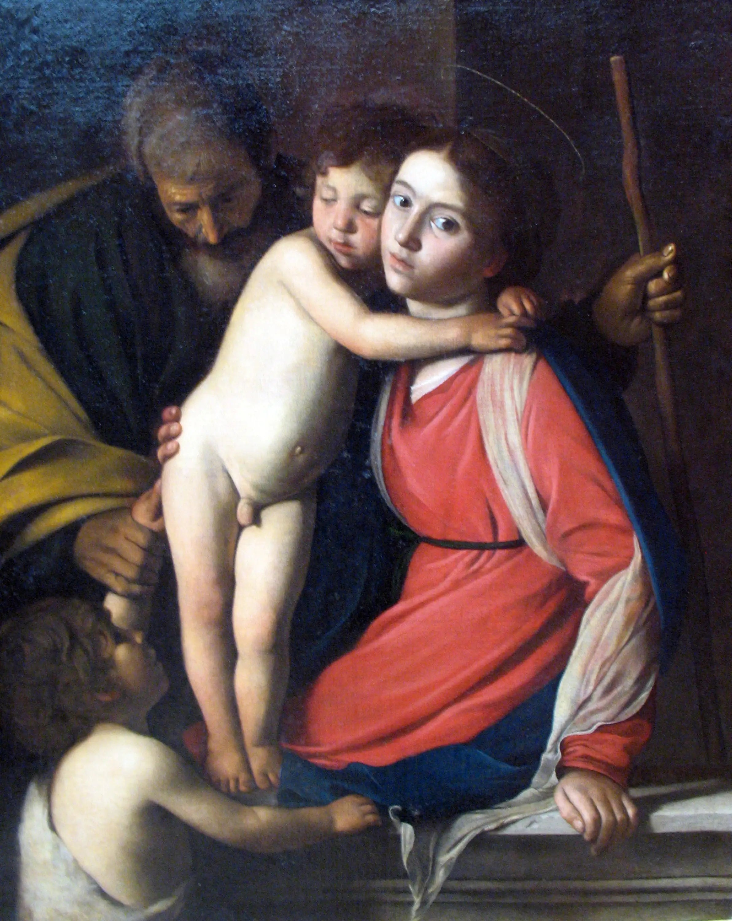 Reproduction du tableau « La Sainte Famille avec saint Jean-Baptiste - Le Caravage » par Alpha Reproduction en peinture à l’huile