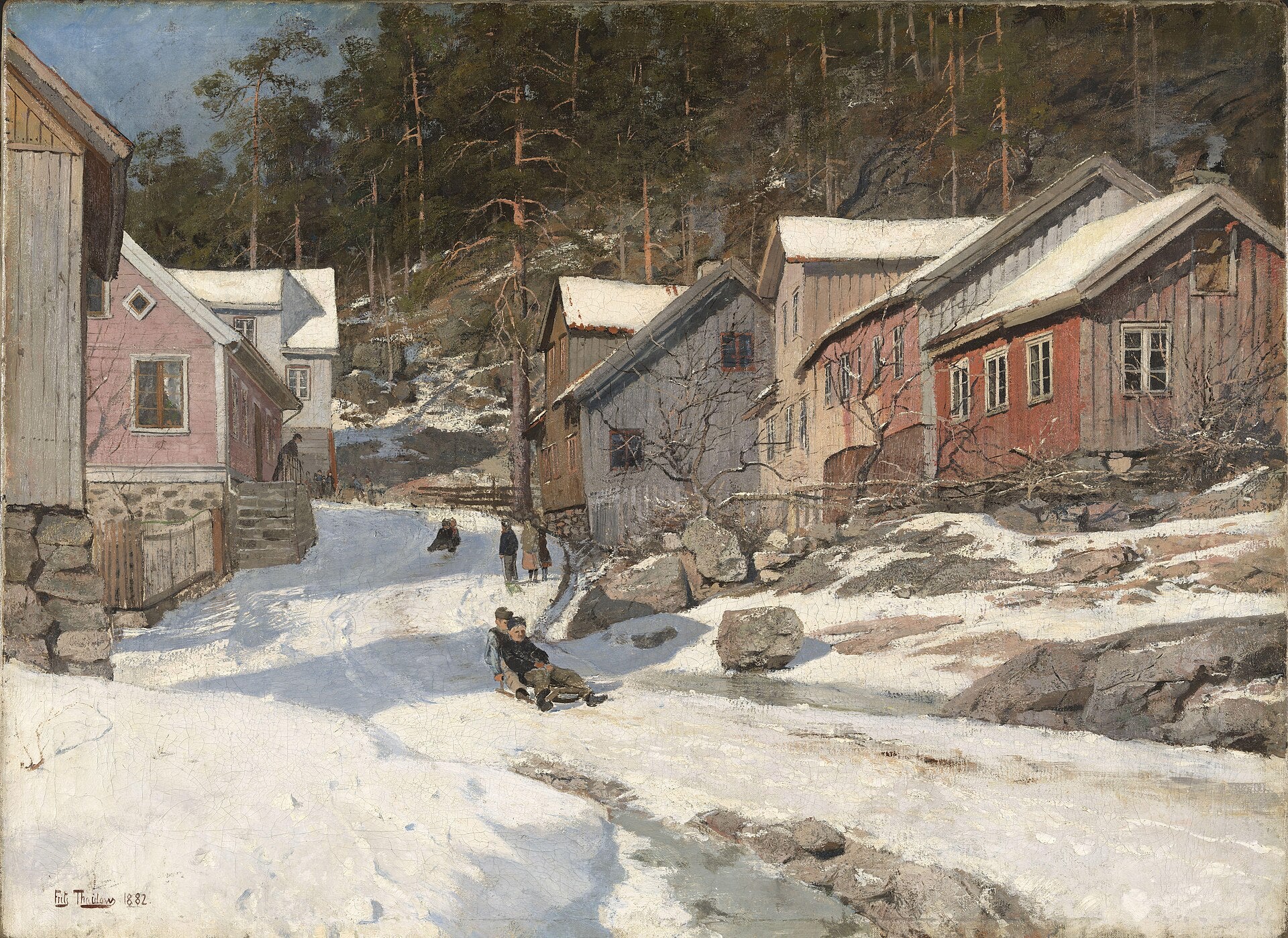 Rue à Kragerø, Frits Thaulow, 1882, peinture à l’huile