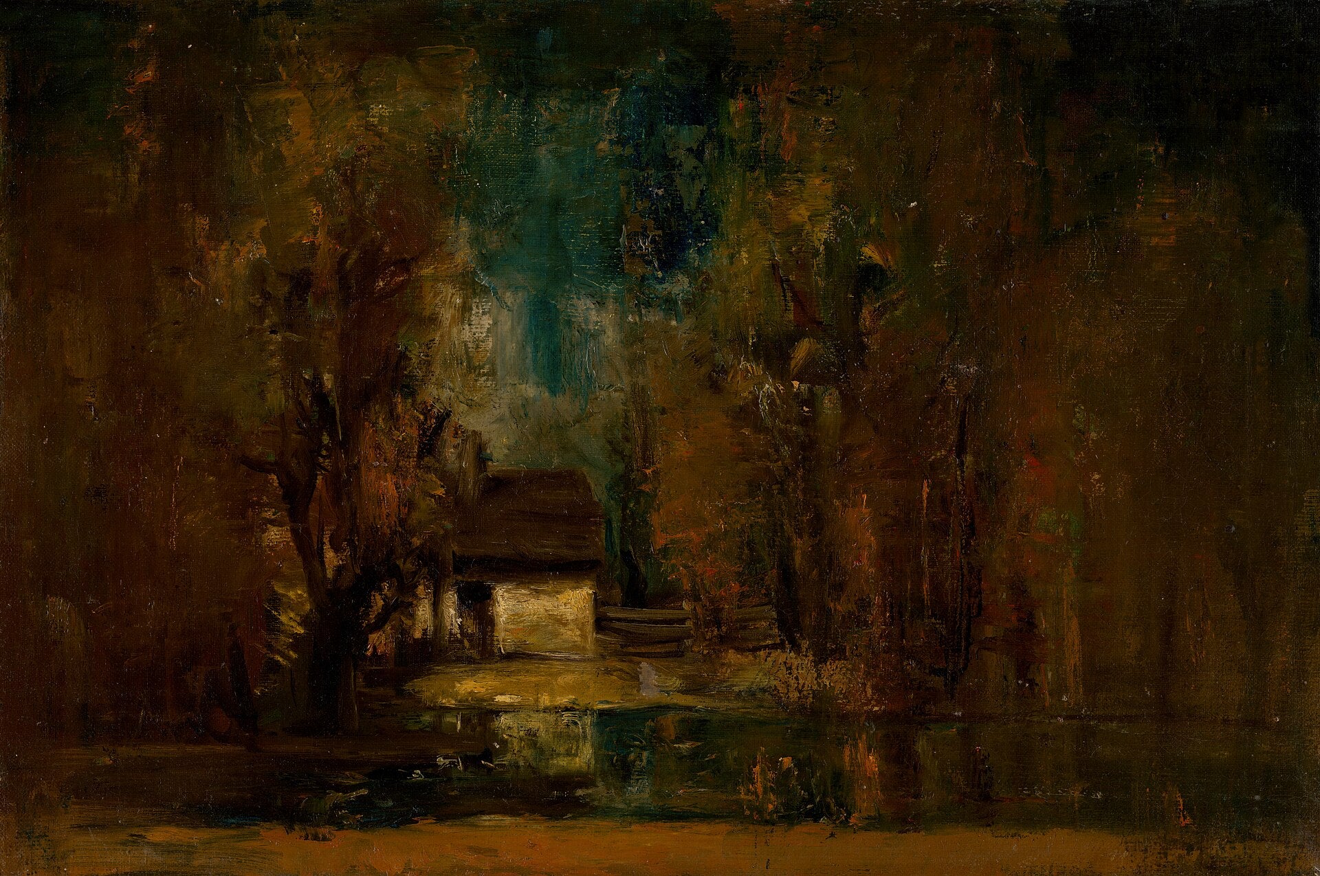 Solitude dans les bois, nuit de lune, László Mednyánszky, 1870