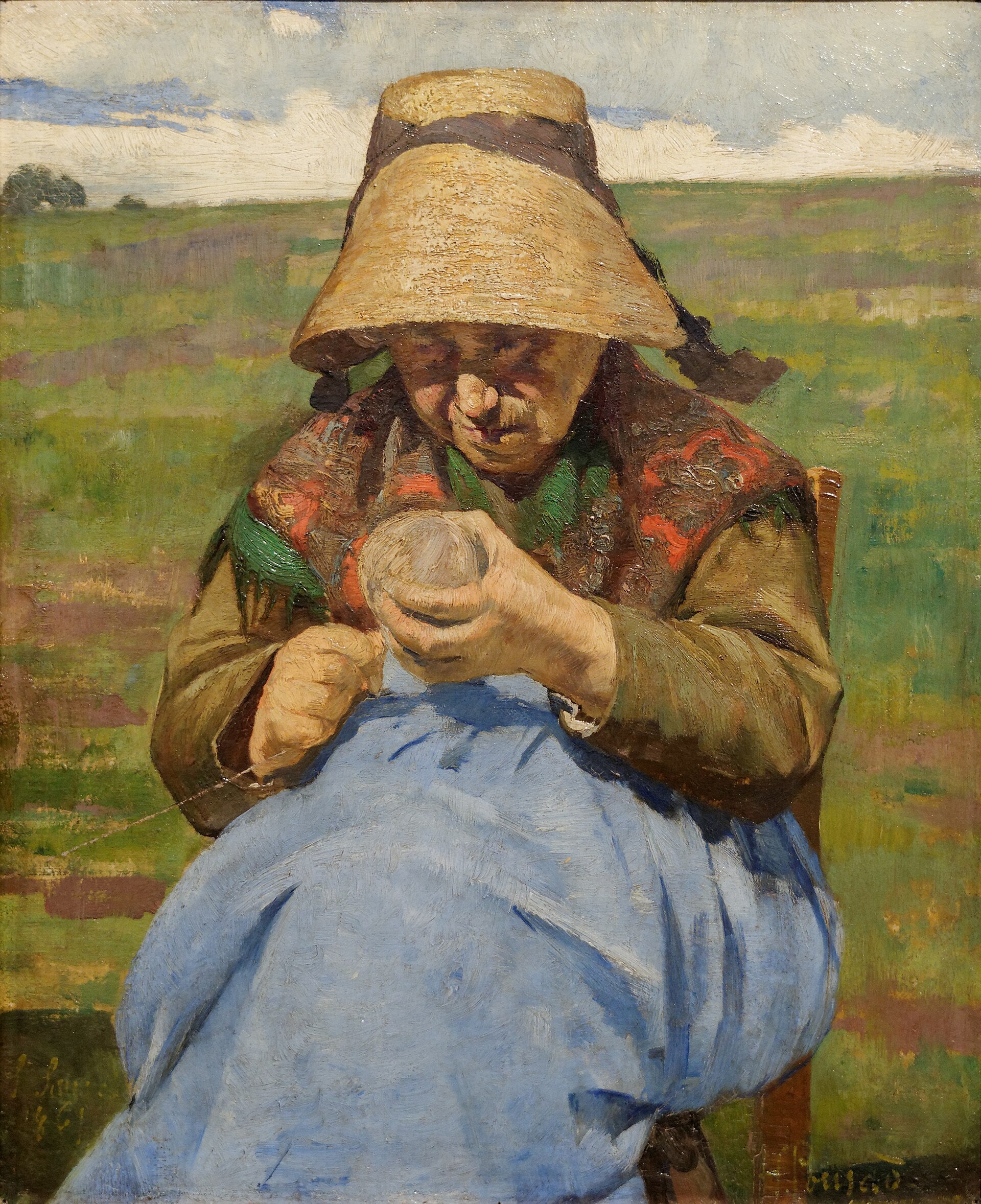 Vieille femme dévidant un écheveau, Henrique Pousão, 1881