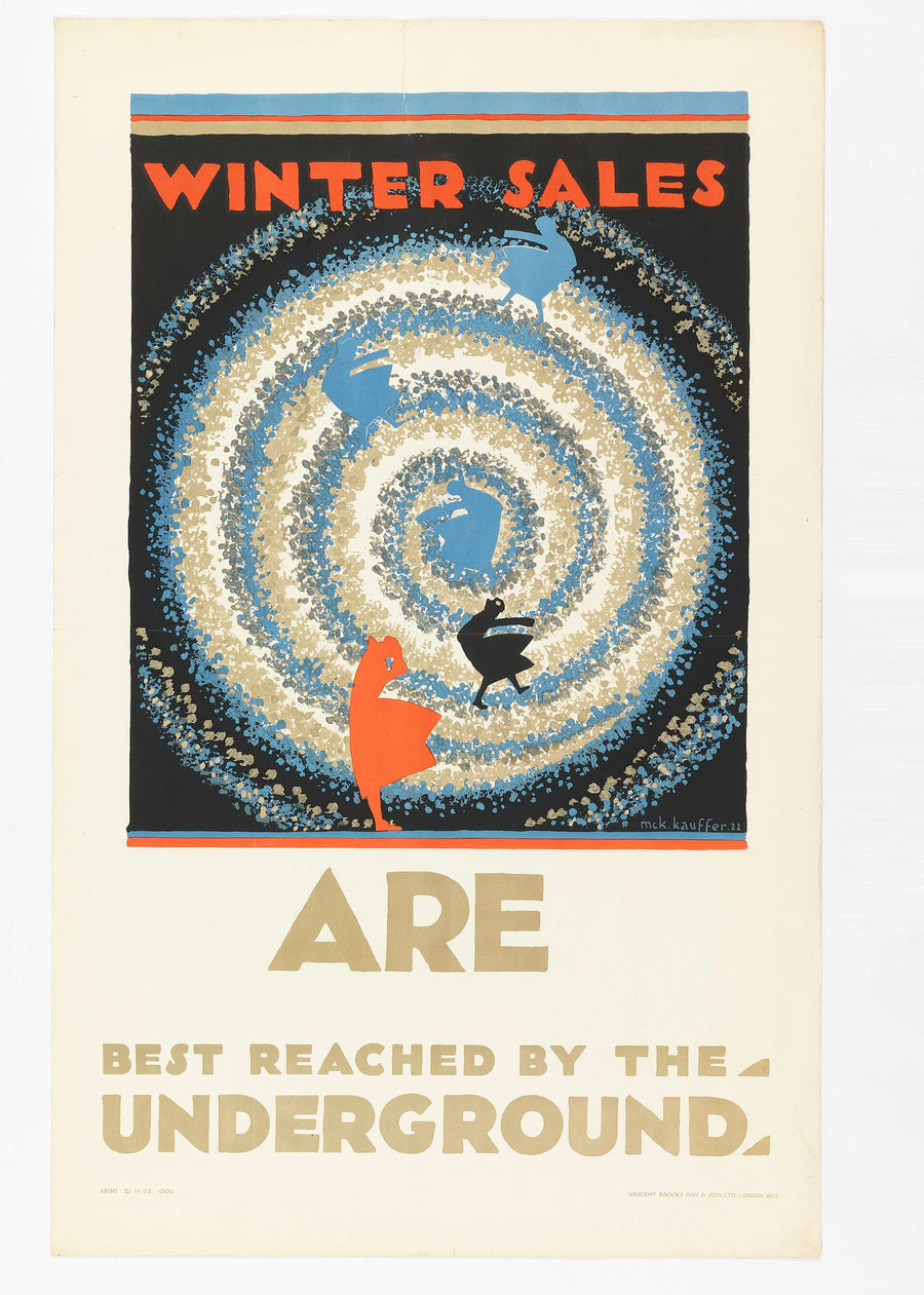 Winter Sales, Edward McKnight Kauffer, 1922 — reproduction peinte à la main