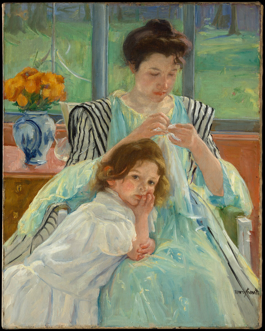 Jeune Mère cousant, Mary Cassatt, 1900, huile sur toile, Metropolitan Museum of Art