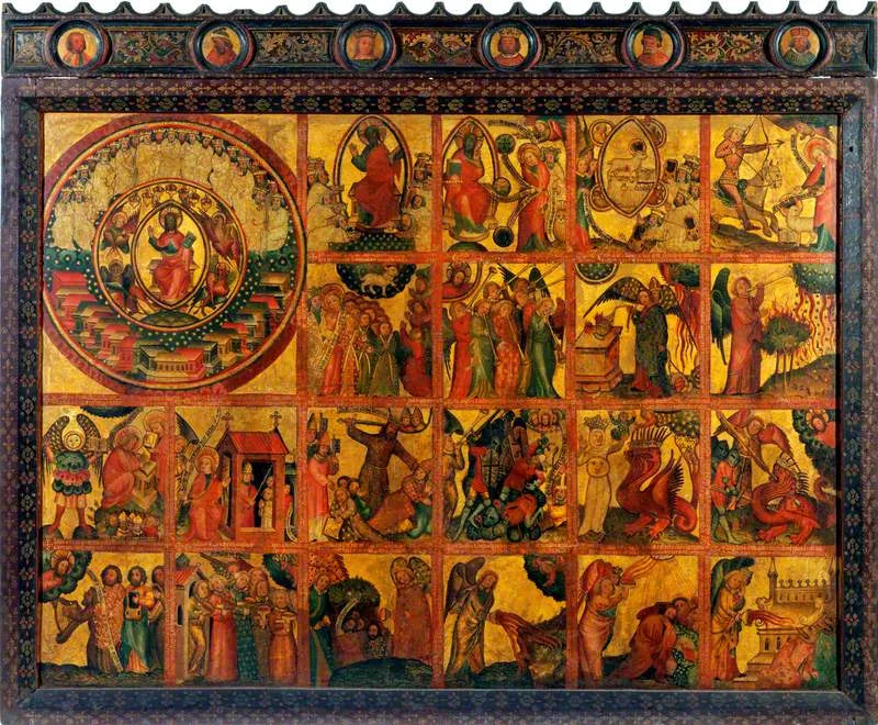 21 scene dell'Apocalisse (triptyque retablo, pannello centrale) - Maestro Bertram