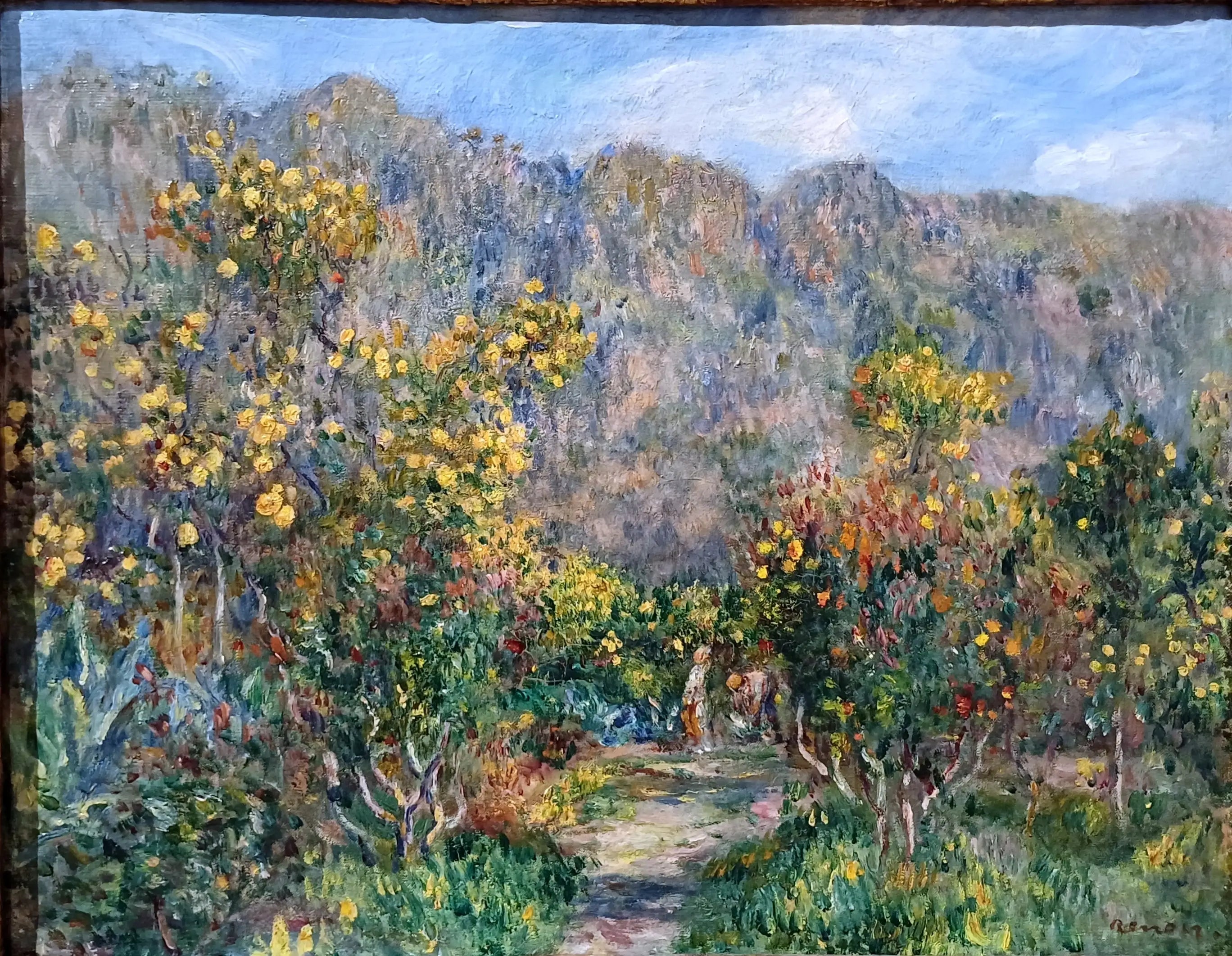 Reproduction du tableau « Paysage aux mimosas - Pierre-Auguste Renoir » par Alpha Reproduction en peinture à l’huile