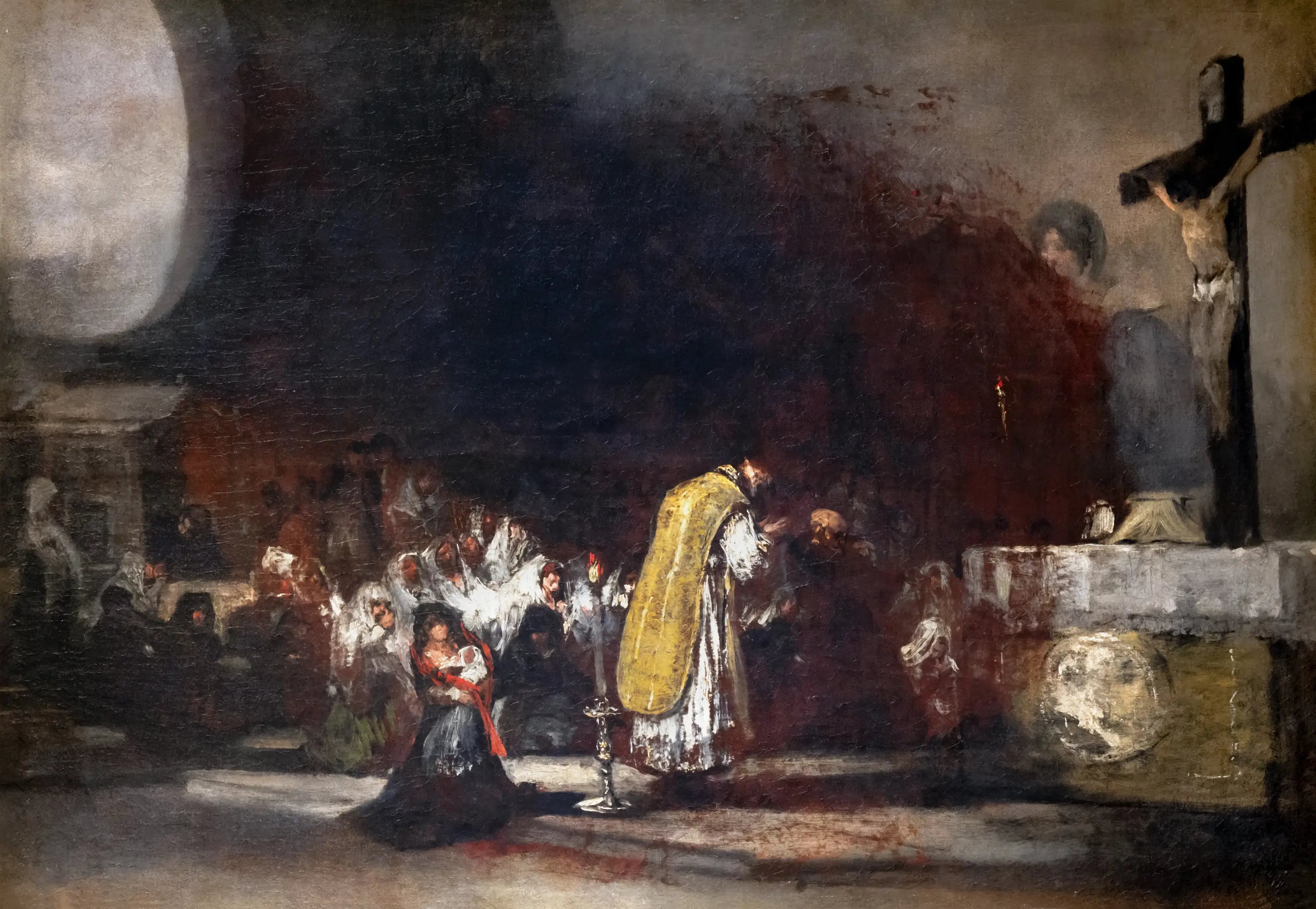 Reproduction du tableau « La Messe des relevailles - Francisco de Goya » par Alpha Reproduction en peinture à l’huile