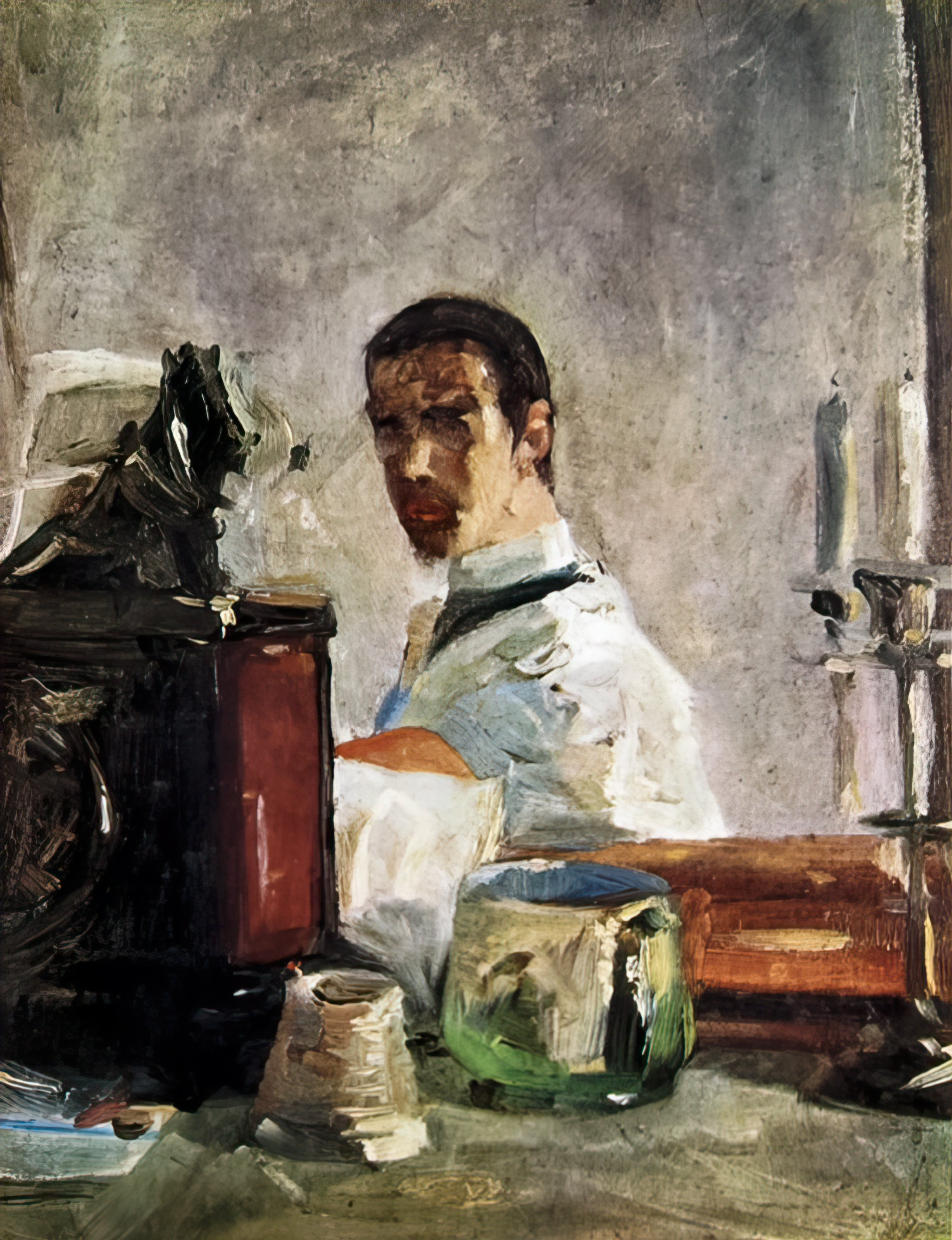 Reproduction du tableau « Autoportrait devant un miroir - Henri de Toulouse-Lautrec » par Alpha Reproduction en peinture à l’huile