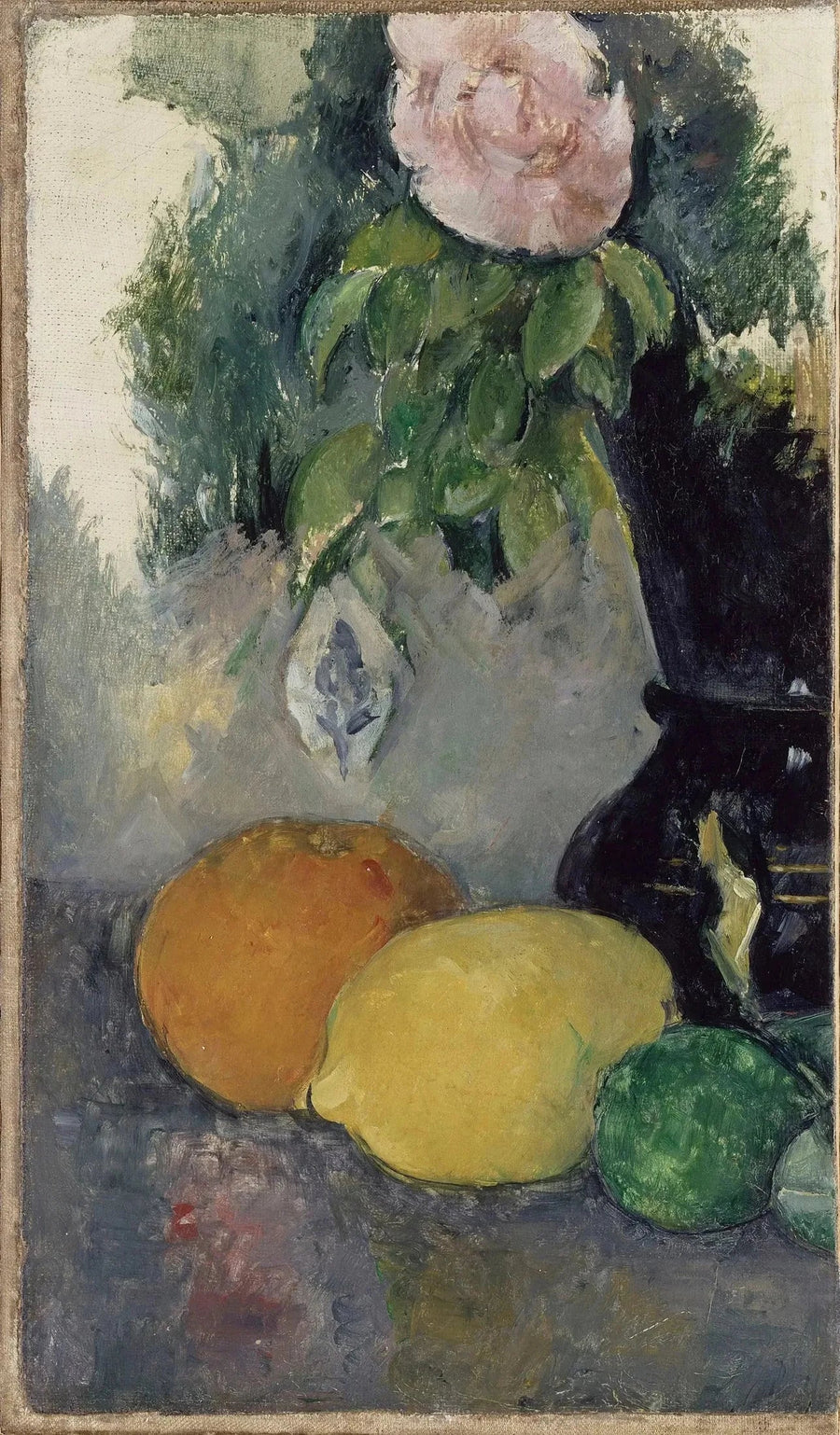 Natura morta, rosa e frutta - Paul Cézanne