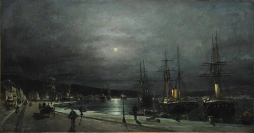 Le Port de Volos la nuit - Konstantinos Volanakis