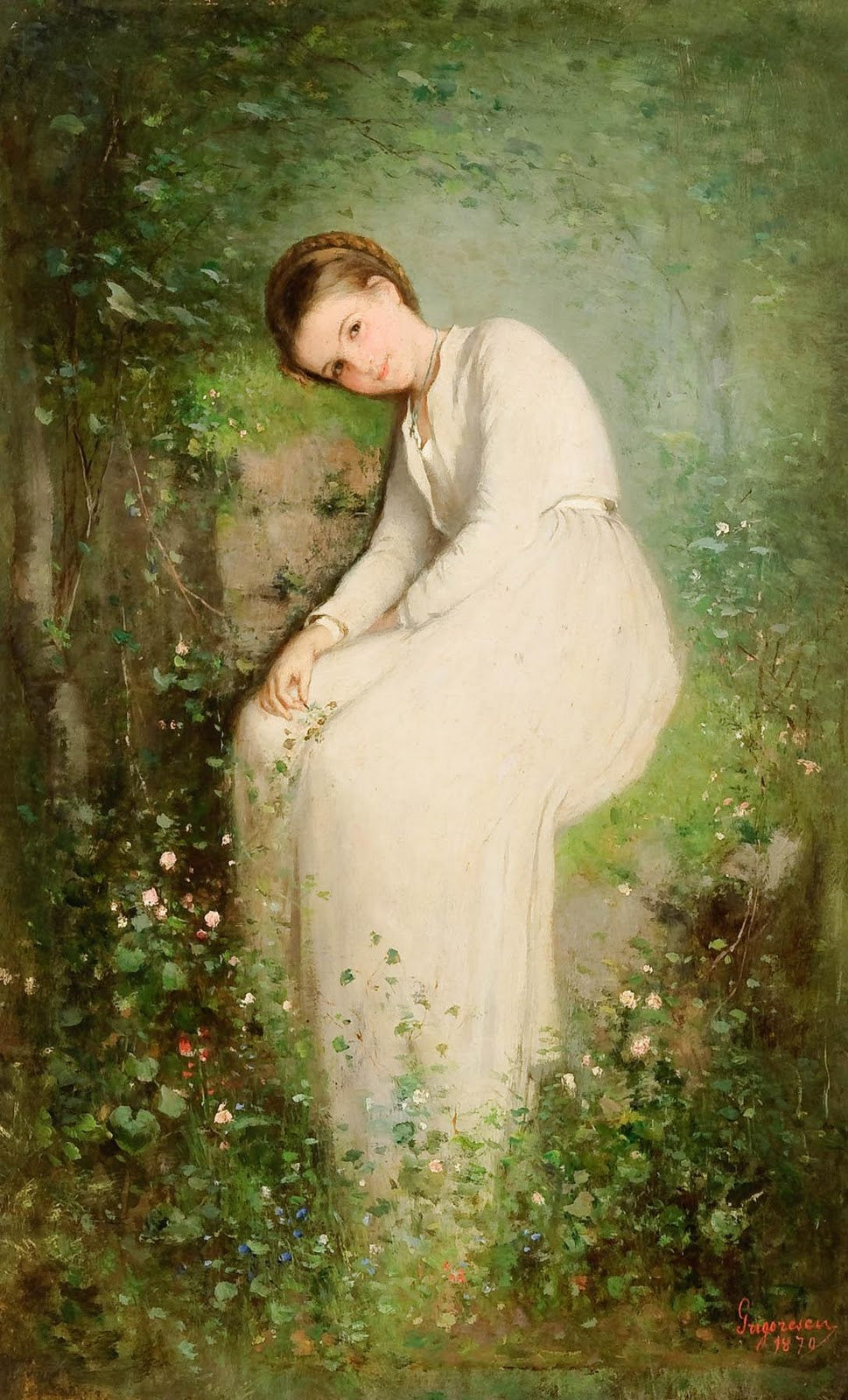 Une fleur parmi les fleurs, Nicolae Grigorescu, 1870, peinture à l’huile