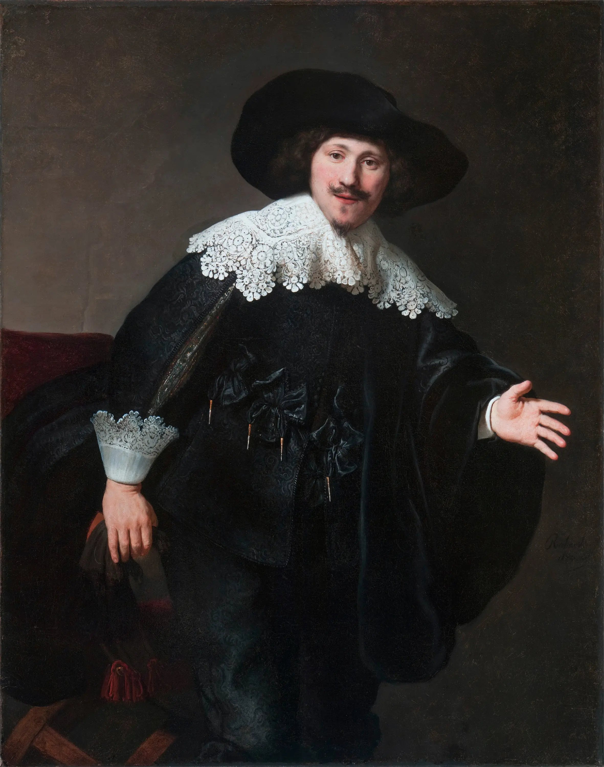 Reproduction du tableau « Portrait d'un homme se levant de son siège - Rembrandt » par Alpha Reproduction en peinture à l’huile