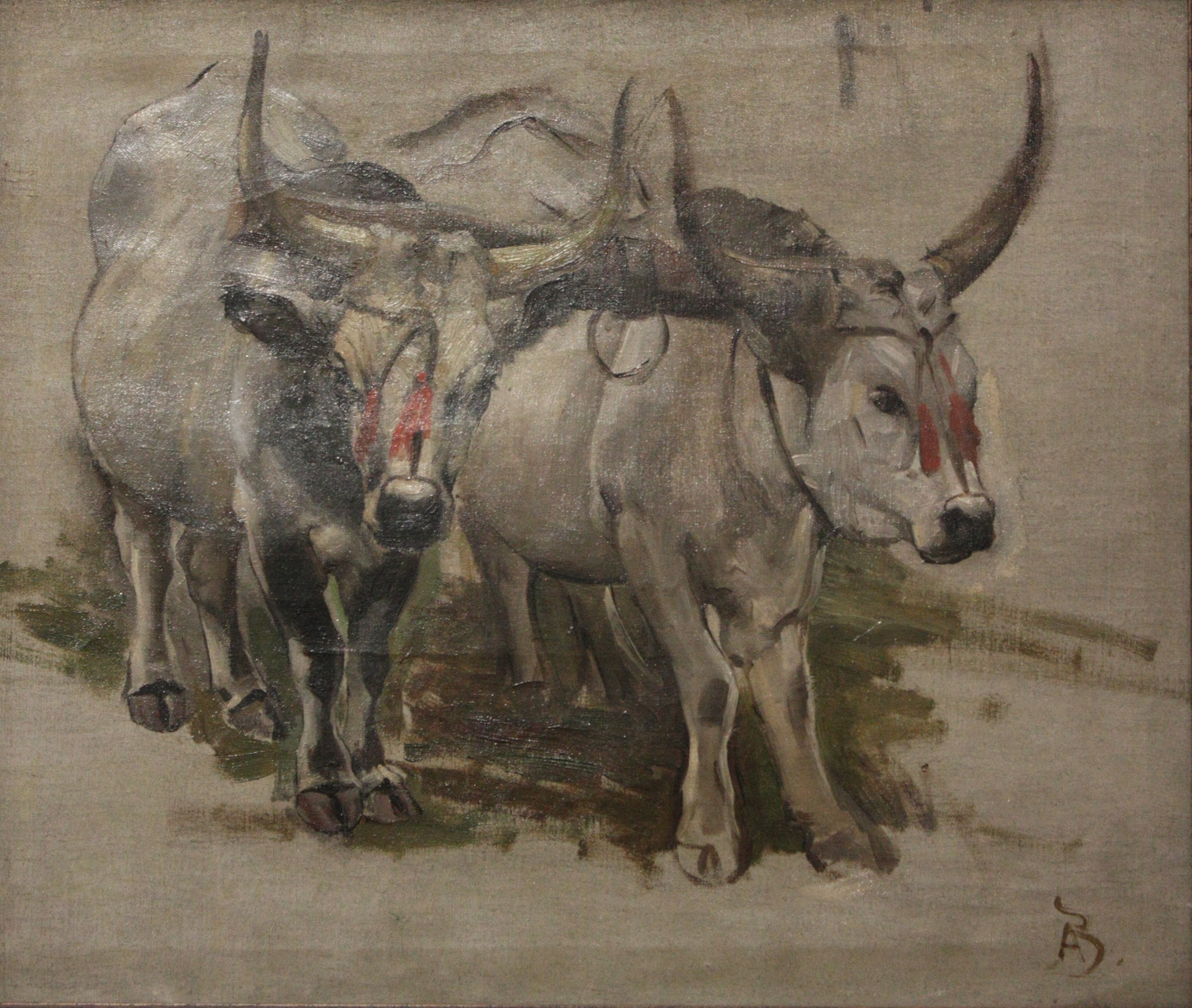 Attelage de zébus en Inde, étude - Albert Besnard