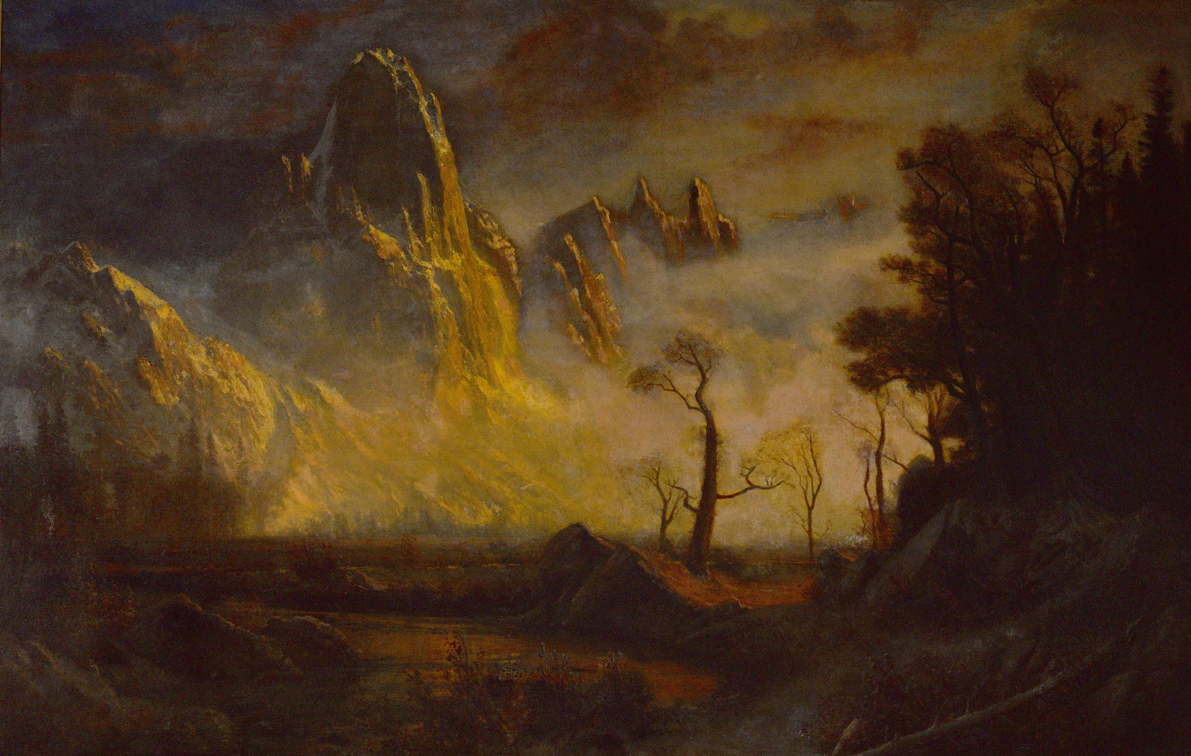 Neige précoce dans la vallée de Yosemite, Sentinel Rock - Albert Bierstadt