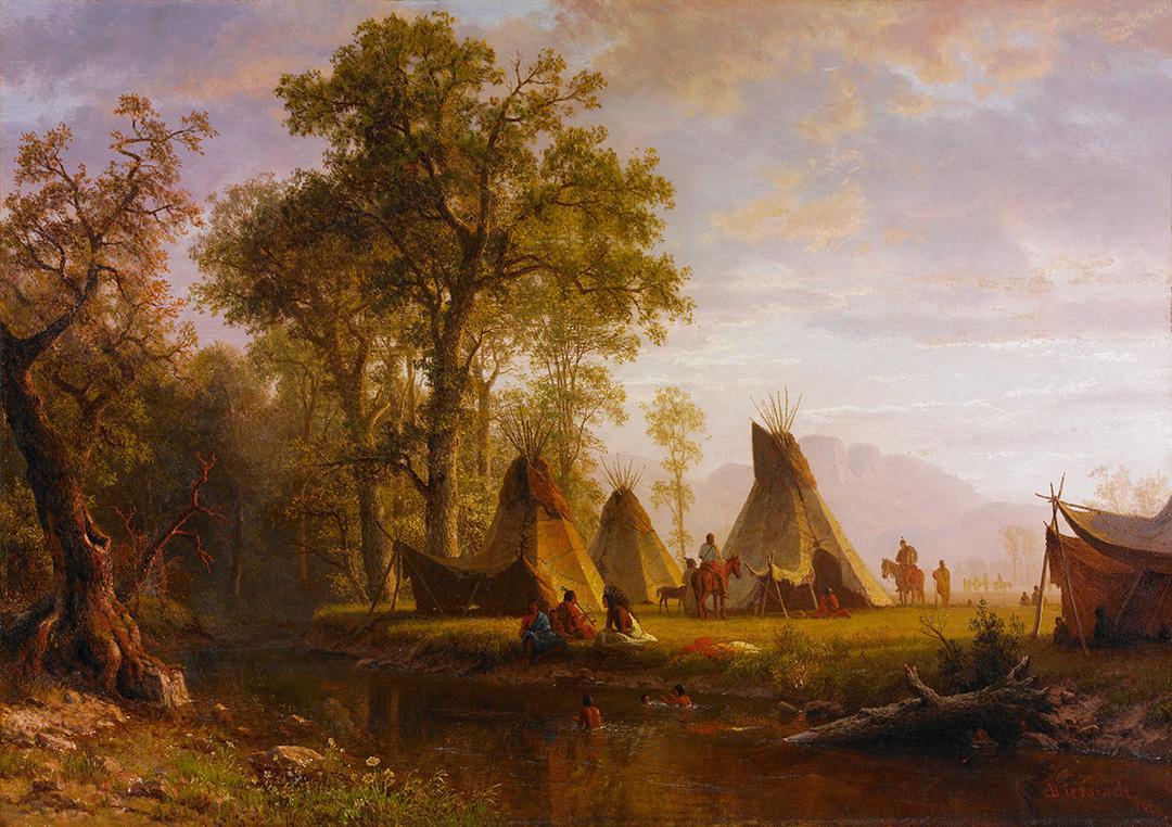 Campement indien, fin d'après-midi - Albert Bierstadt
