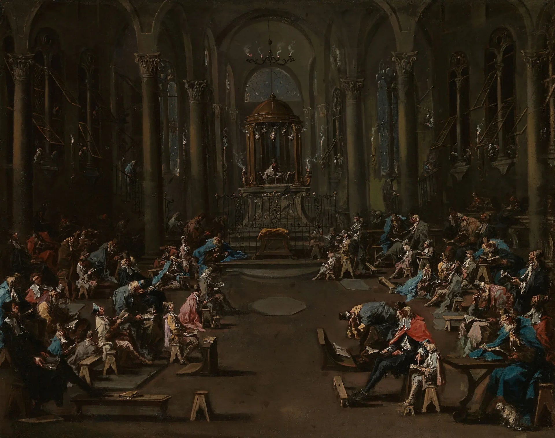 La synagogue - Alessandro Magnasco image 1 reproduction de peinture à l’huile