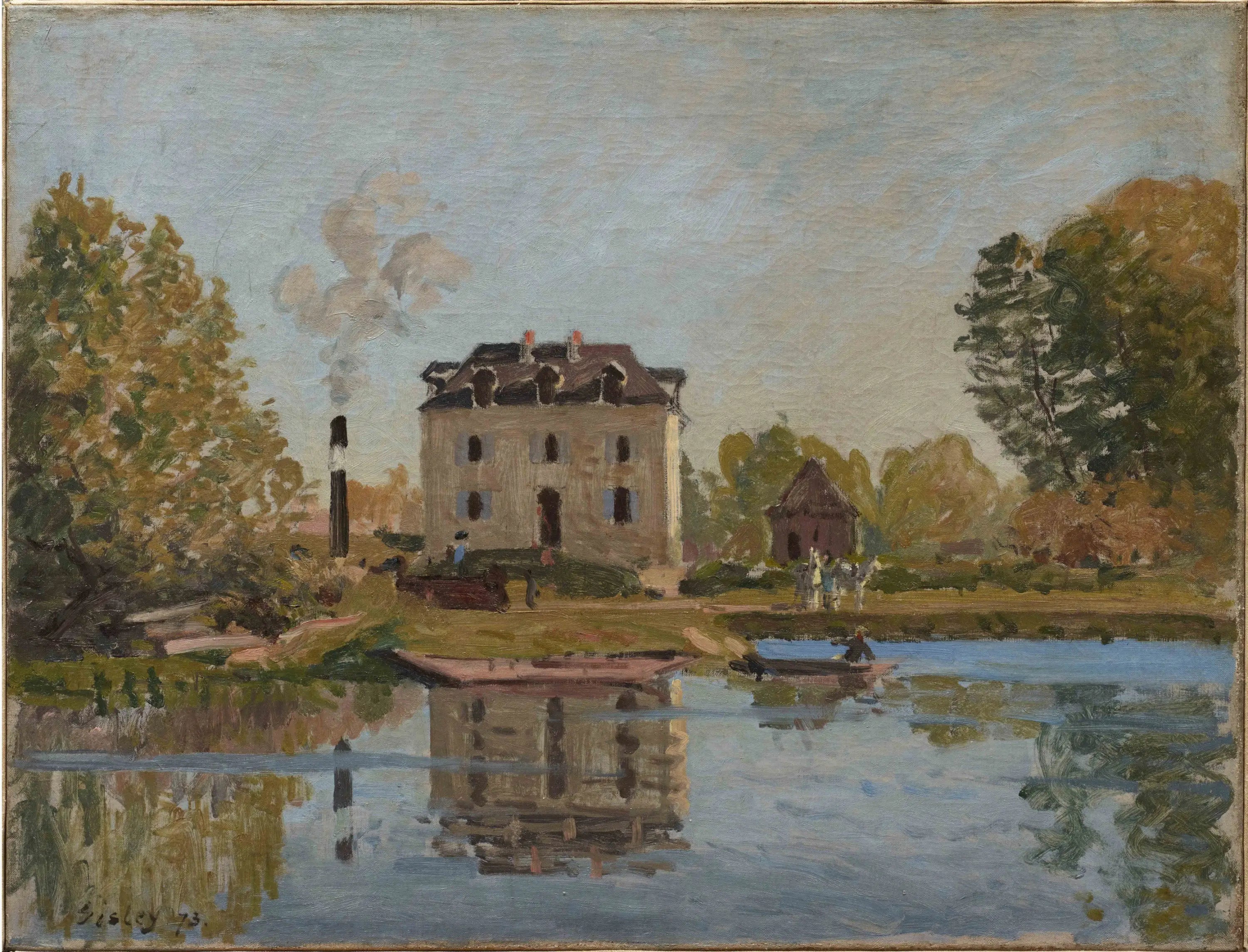 Reproduction du tableau « Usine sur les bords de la Seine, Bougival - Alfred Sisley » par Alpha Reproduction en peinture à l’huile