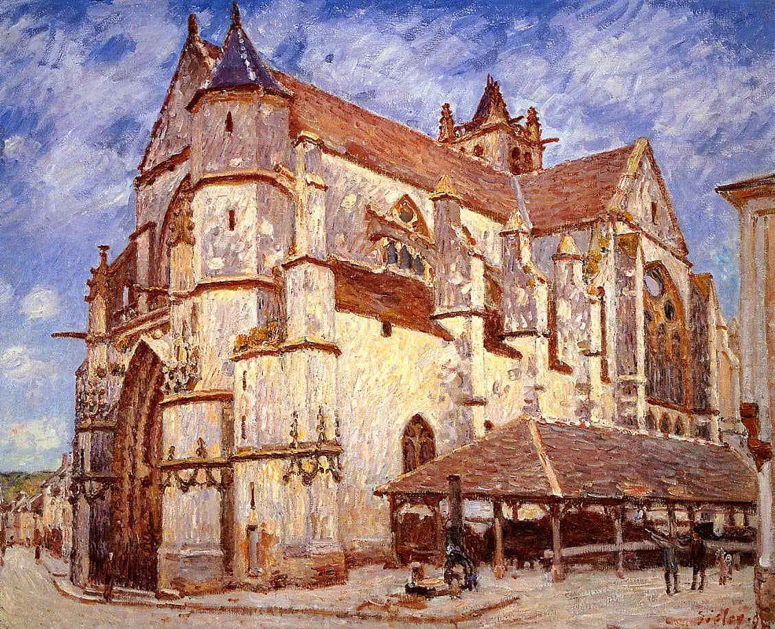 Reproduction du tableau « L'Église de Moret le soir - Alfred Sisley » par Alpha Reproduction en peinture à l’huile