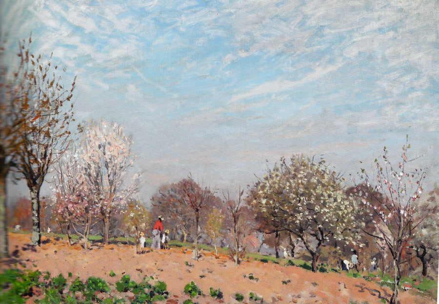 Pommiers en fleurs à Louveciennes, peinture de Alfred Sisley