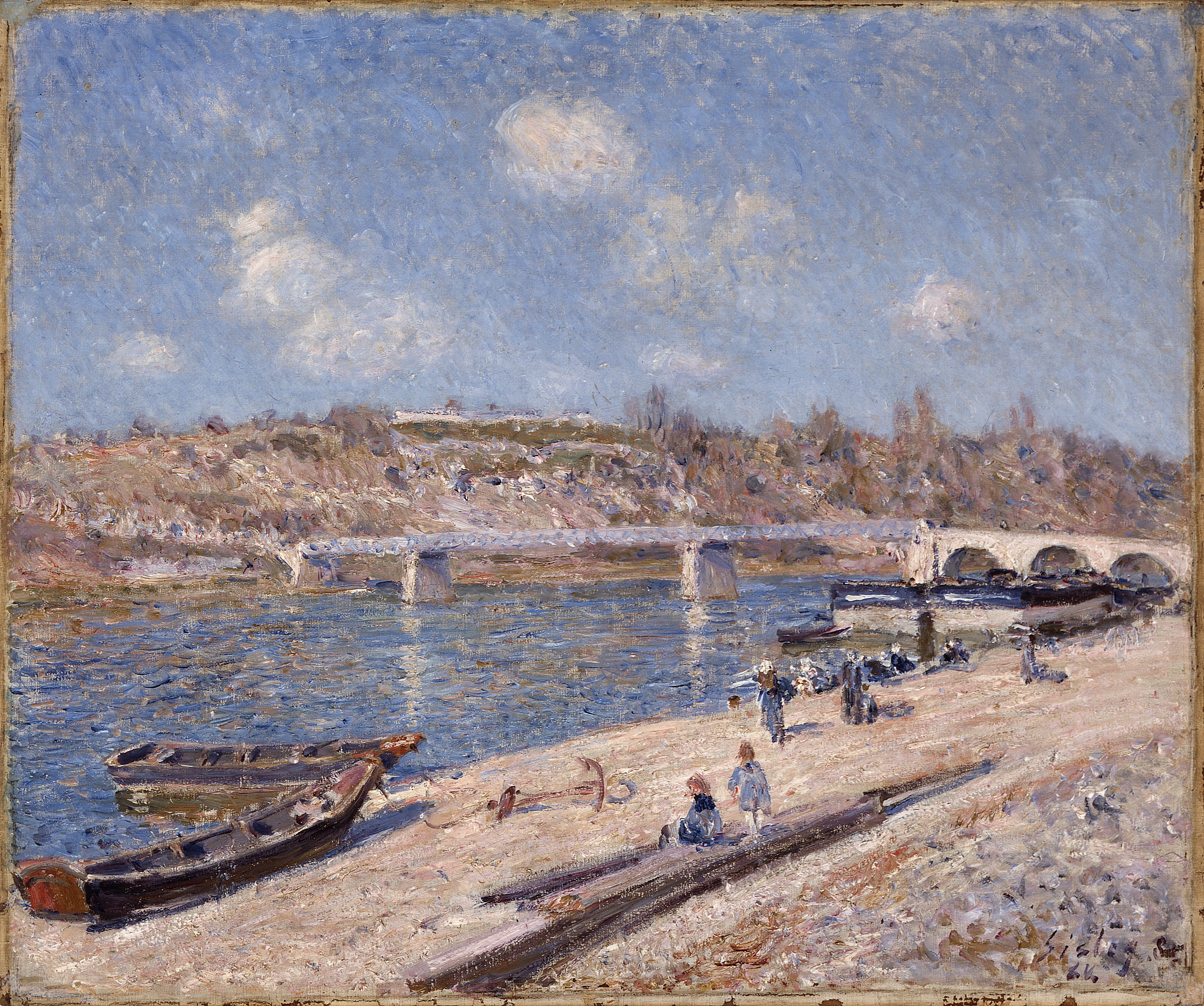 Reproduction du tableau « La Plage à Saint-Mammès - Alfred Sisley » par Alpha Reproduction en peinture à l’huile