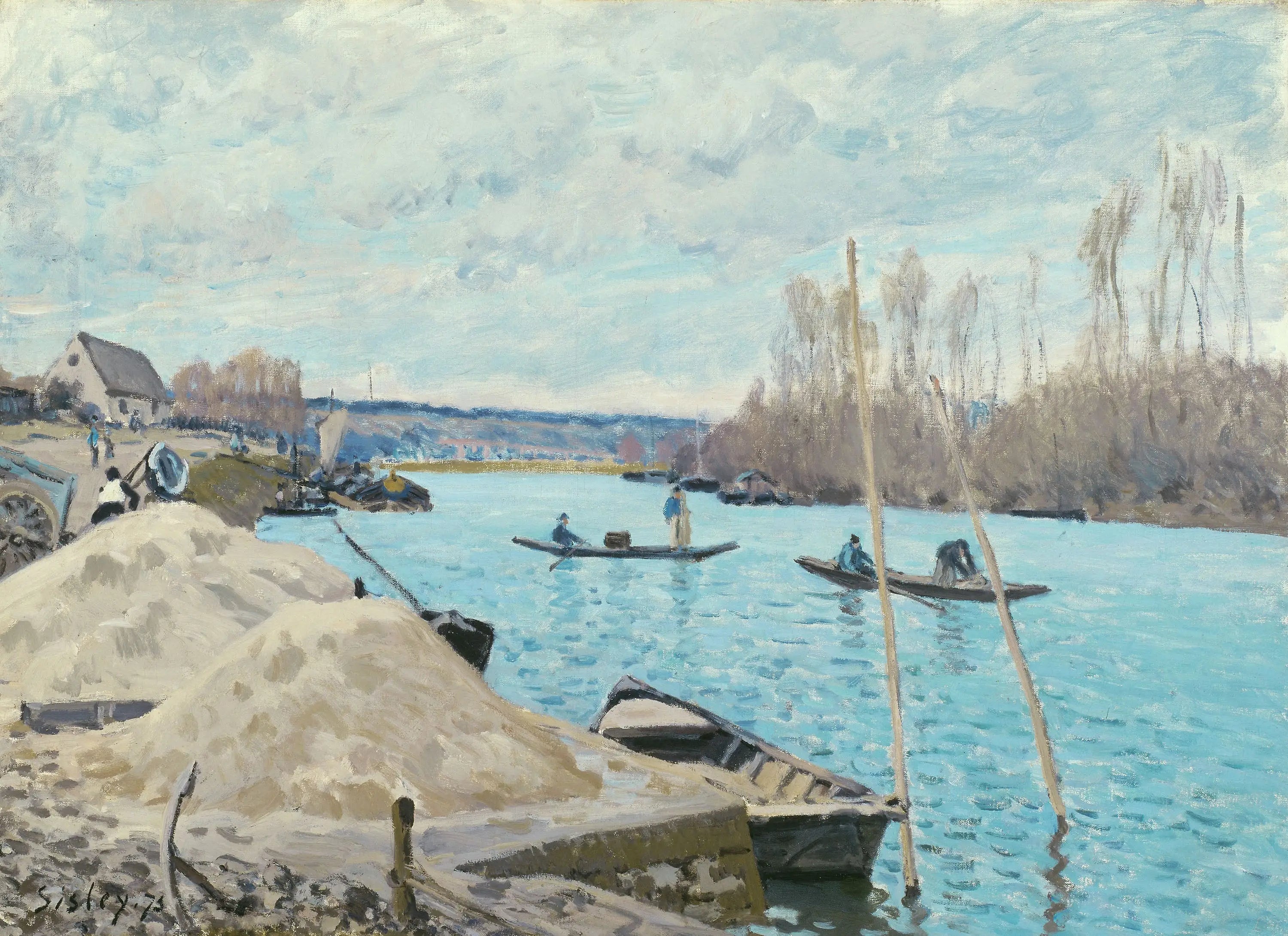 Reproduction du tableau « La Seine à Port-Marly, tas de sable - Alfred Sisley » par Alpha Reproduction en peinture à l’huile