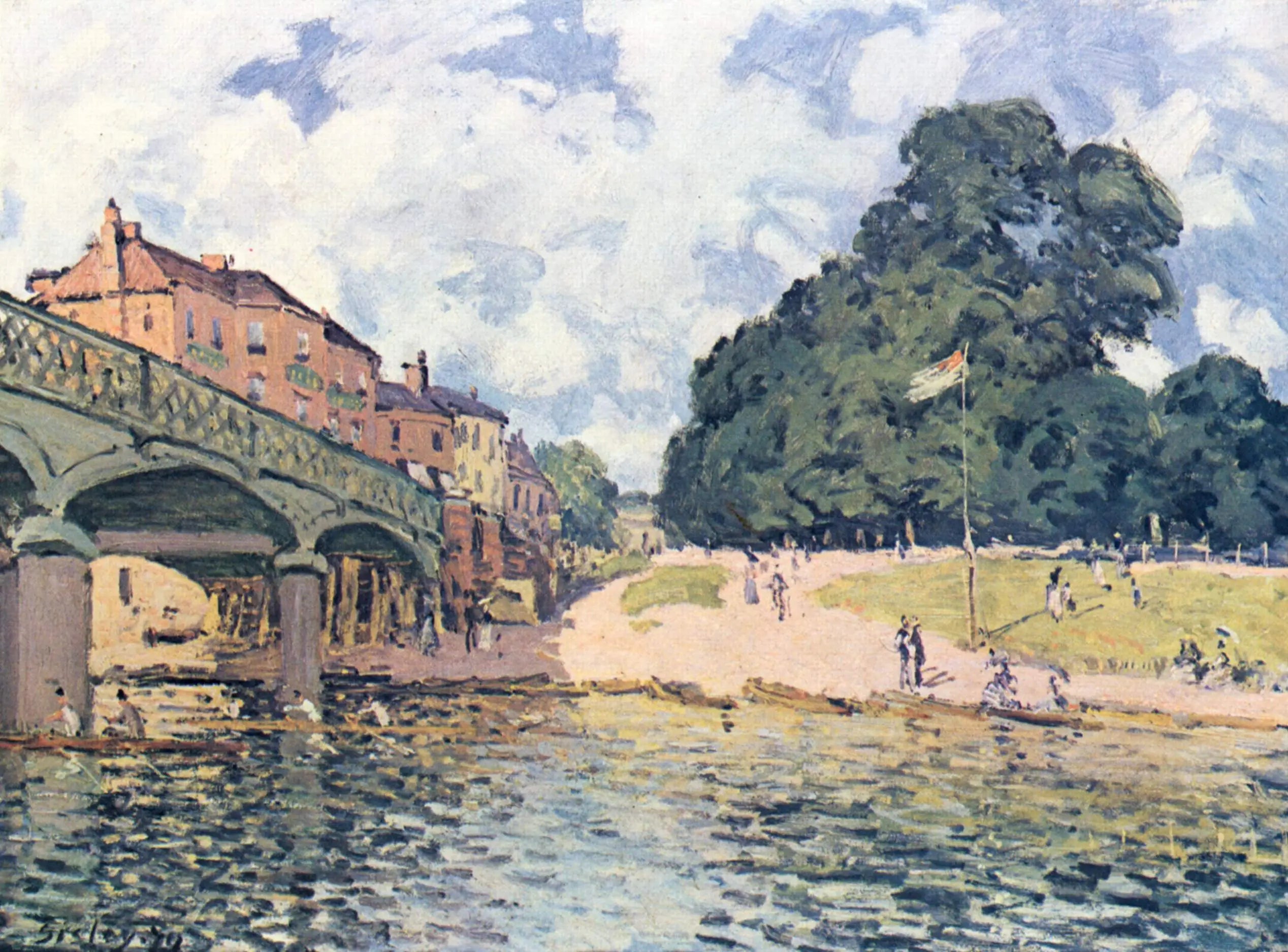 Reproduction du tableau « Le pont de Hampton Court - Alfred Sisley » par Alpha Reproduction en peinture à l’huile