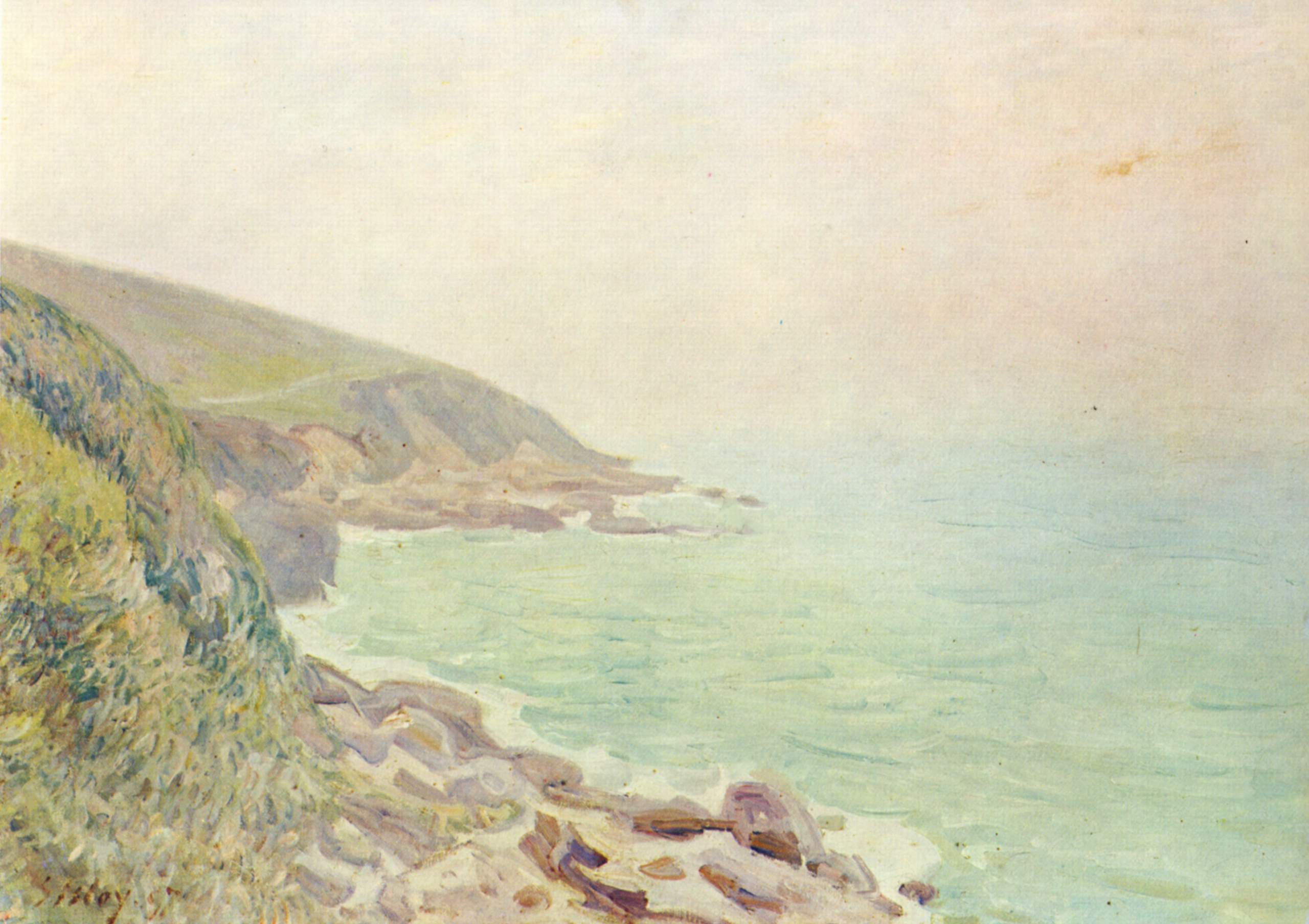 Reproduction du tableau « Côtes du Pays de Galles dans la brume - Alfred Sisley » par Alpha Reproduction en peinture à l’huile