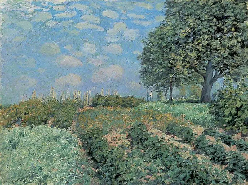 Reproduction du tableau « Les champs - Alfred Sisley » par Alpha Reproduction en peinture à l’huile