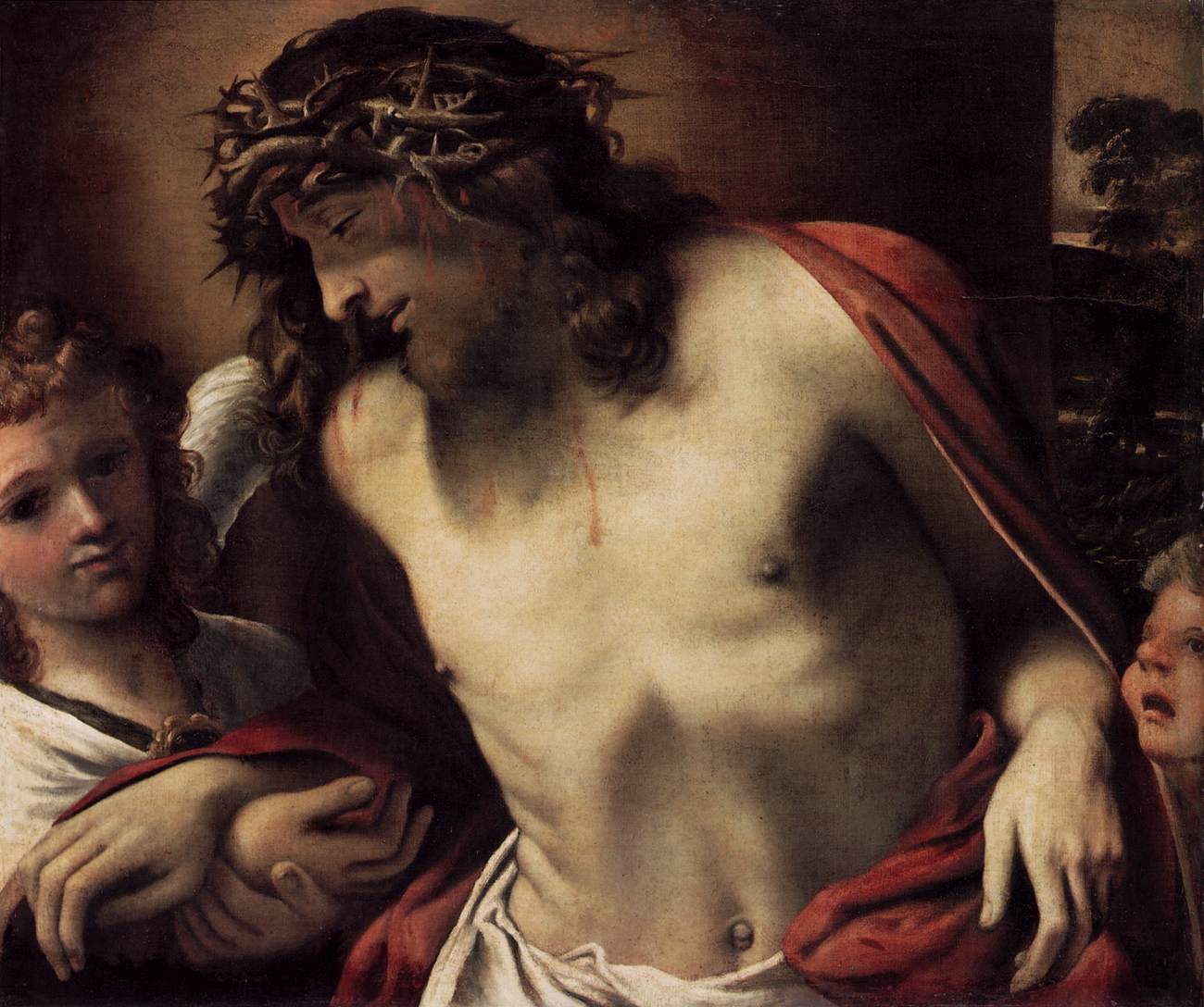Le Christ portant la couronne d'épines, soutenu par des anges - Annibale Carracci