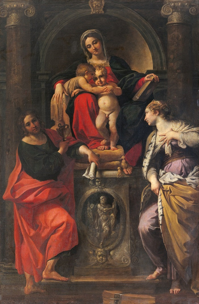 La Vergine con il Bambino e i santi Giovanni Battista, Giovanni Evangelista e Santa Caterina - Annibale Carracci
