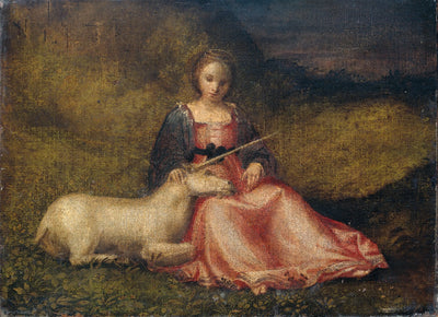 Jeune femme avec une licorne - Giorgione - Alpha Reproduction